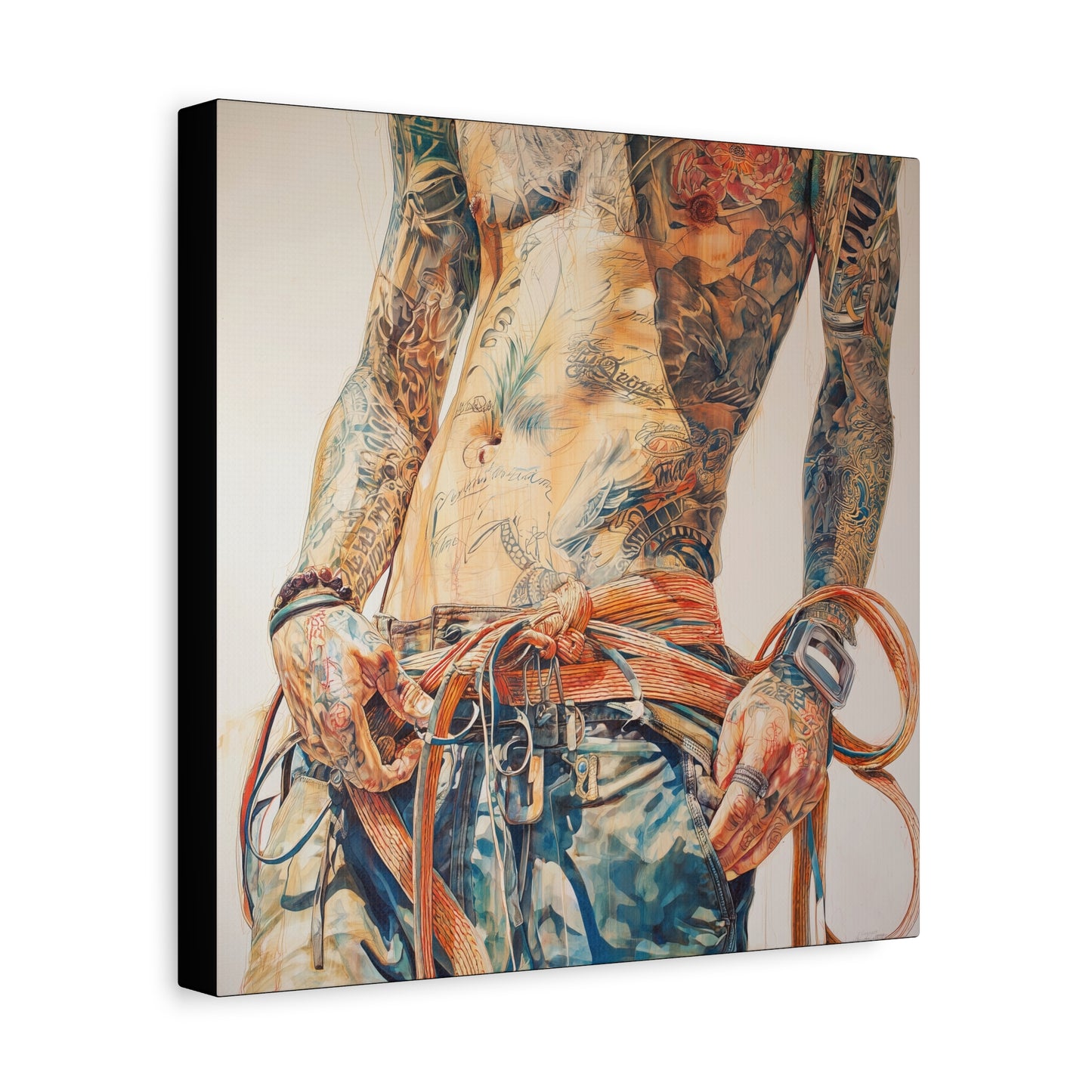 Gallery Wrapped Canvas, Ropes and Reverence Art Canvas, Erotic Shibari Art Canvas – Leif