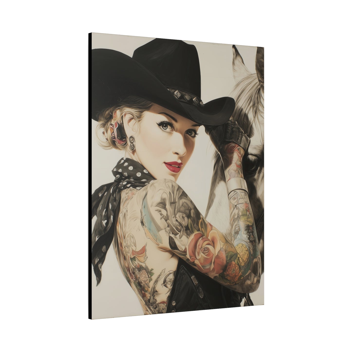 Gallery Wrapped Canvas, Wranglers and Wreckage Art Canvas, Erotic Pinup Art Canvas – Dottie
