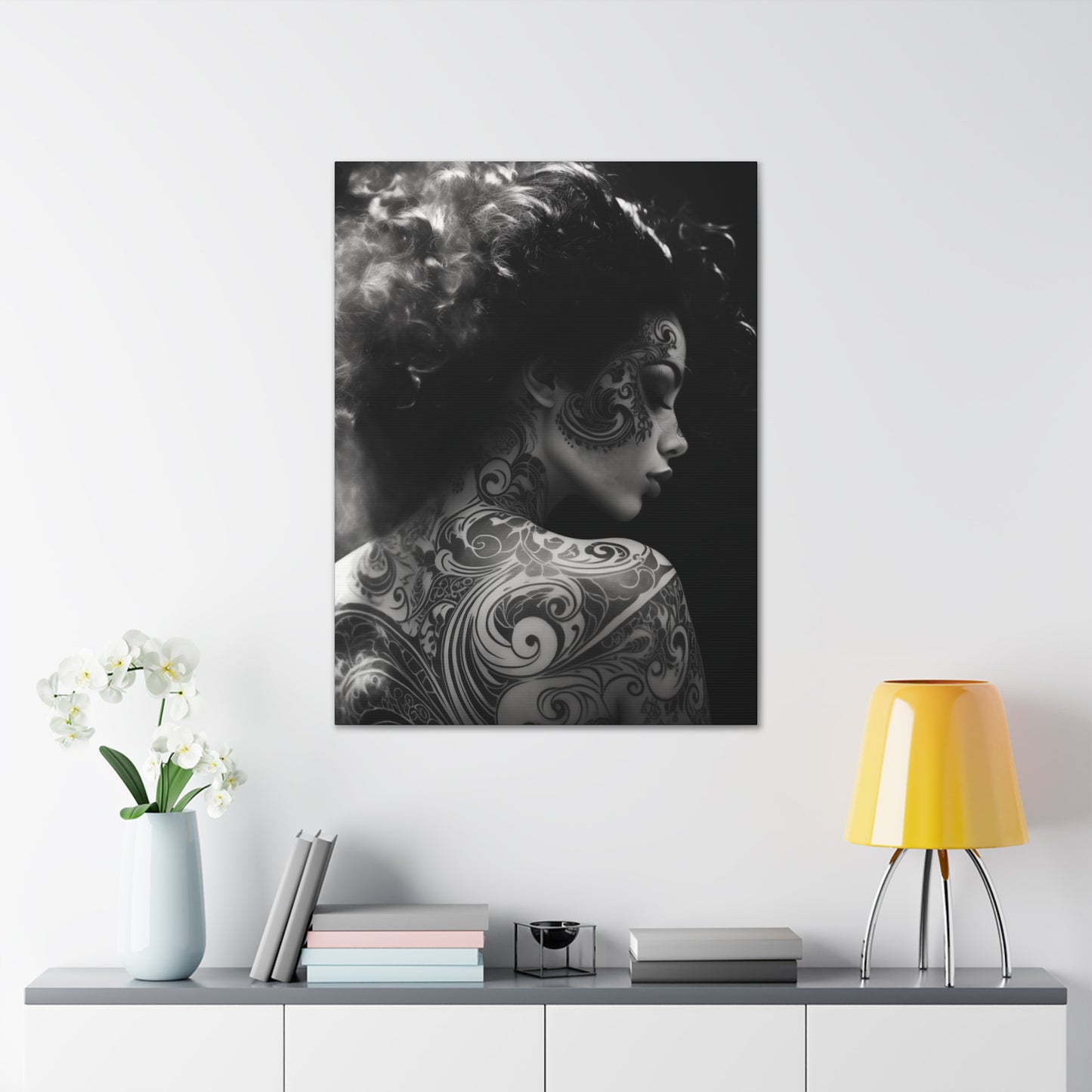 Canvas Gallery Wrap - Black and White Photography - Tattooed and Smoking Again
