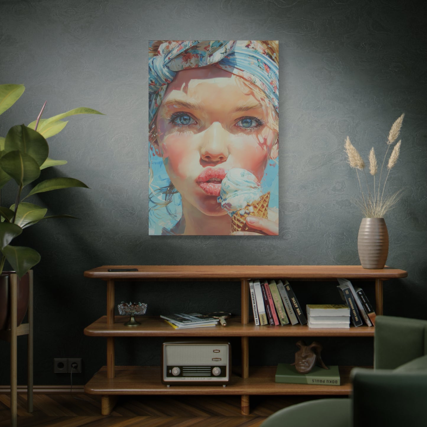Gallery Wrapped Canvas, Sweet Summer Nostalgia, Sugar and Spice Art Canvas, Ice Cream Dreams Art – Honey