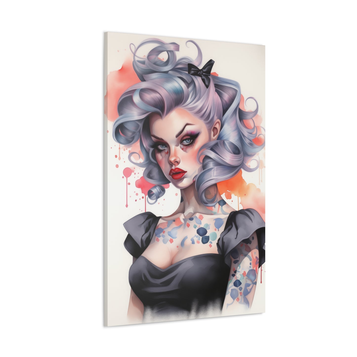 Gallery Wrapped Canvas, Edgy Tattooed Beauty, Urban Pop Art Canvas – Noelle