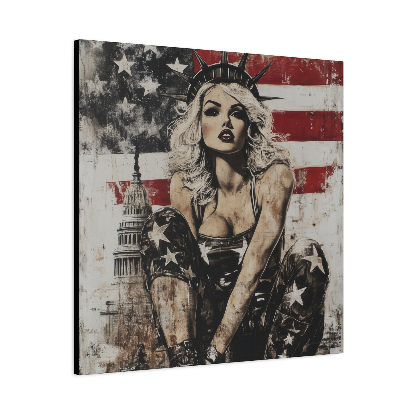 Gallery Wrapped Canvas, American Nonsense Art Canvas, Political Pinup Art Canvas – Kimberly