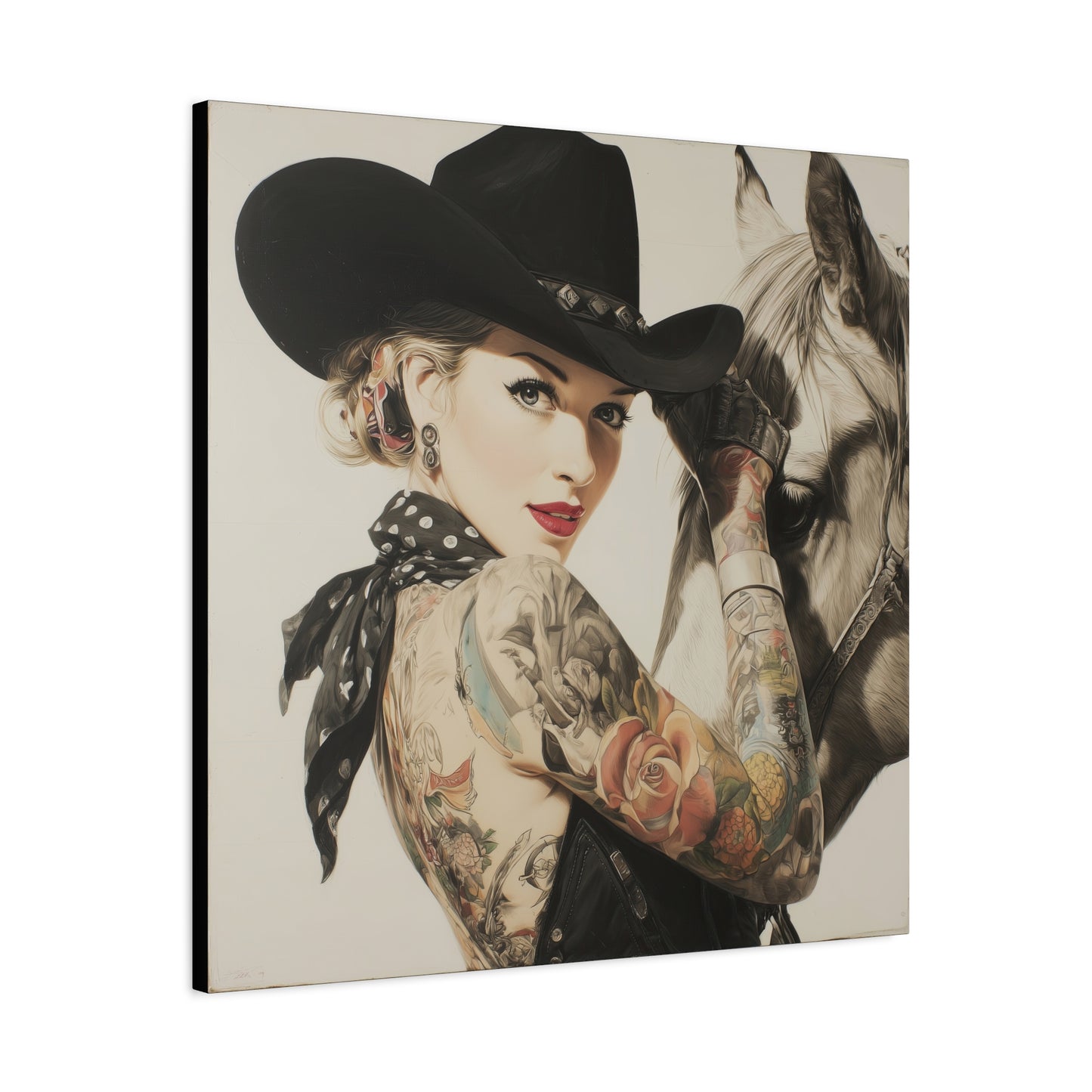 Gallery Wrapped Canvas, Wranglers and Wreckage Art Canvas, Erotic Pinup Art Canvas – Dottie