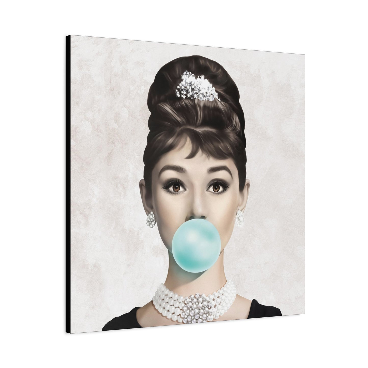Gallery Wrapped Canvas, Audrey Hepburn Art Canvas, Celebrity Diva Art Canvas – Audrey Hepburn Bubblegum