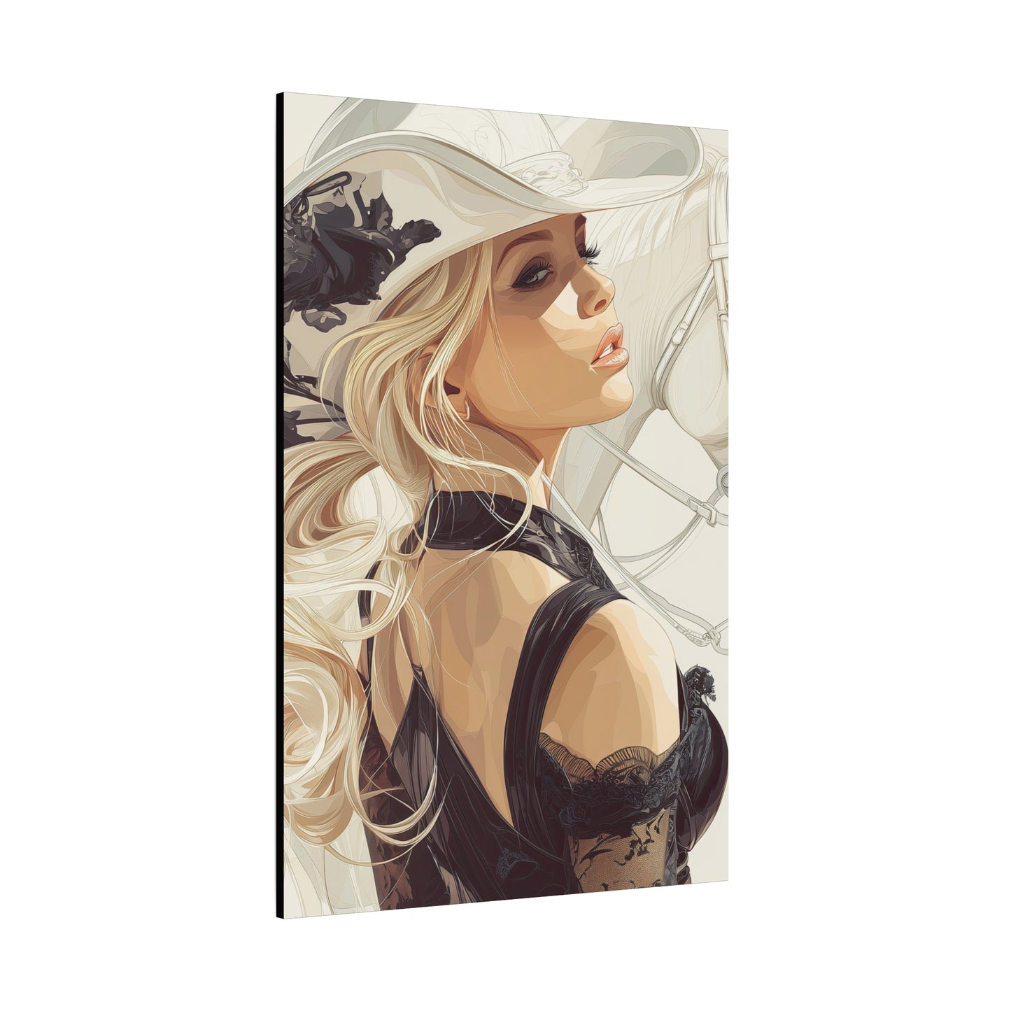 Gallery Wrapped Canvas, Wranglers and Wreckage Art Canvas, Erotic Pinup Art Canvas – Maisie