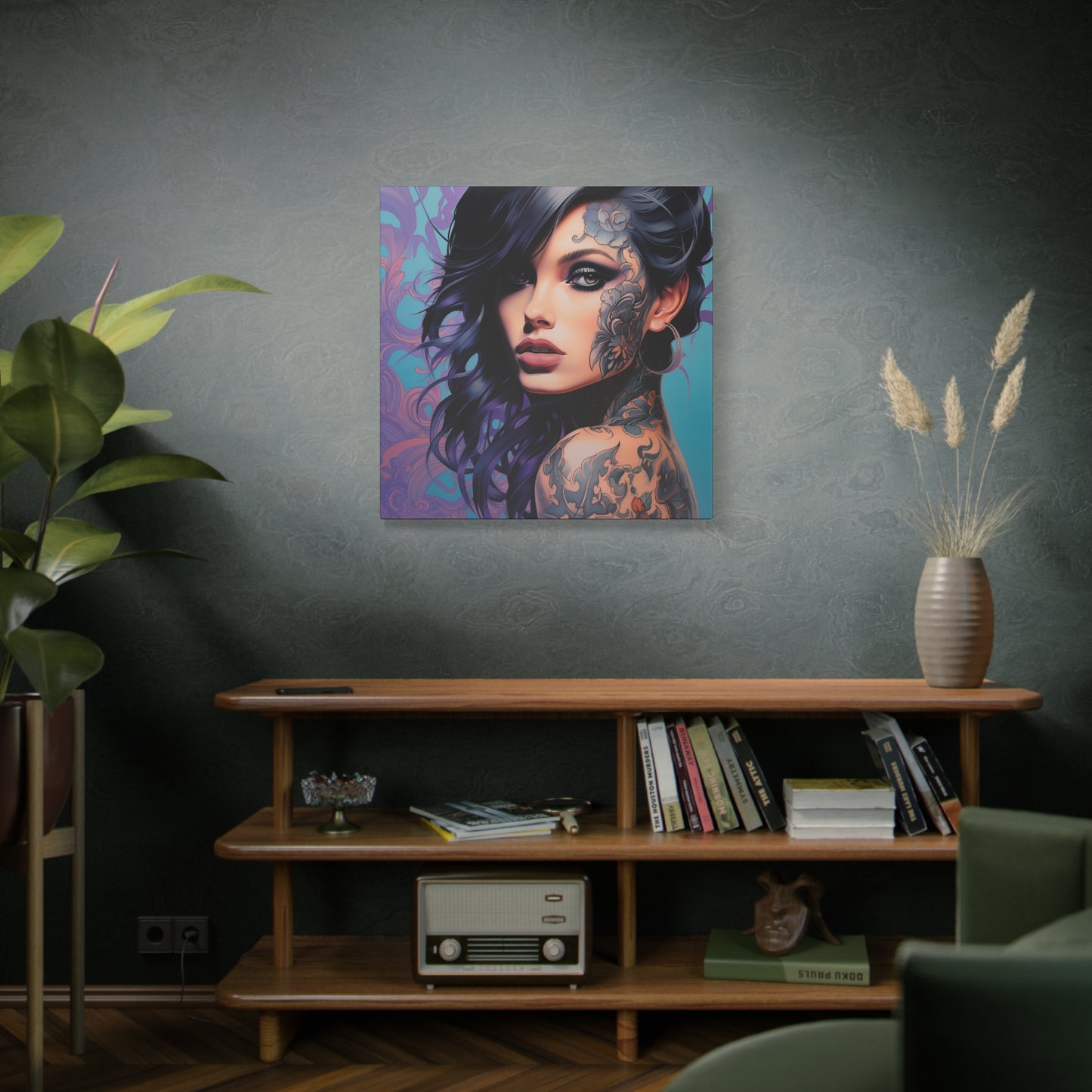 Gallery Wrapped Canvas, Edgy Tattooed Beauty, Urban Pop Art Canvas – Dominique