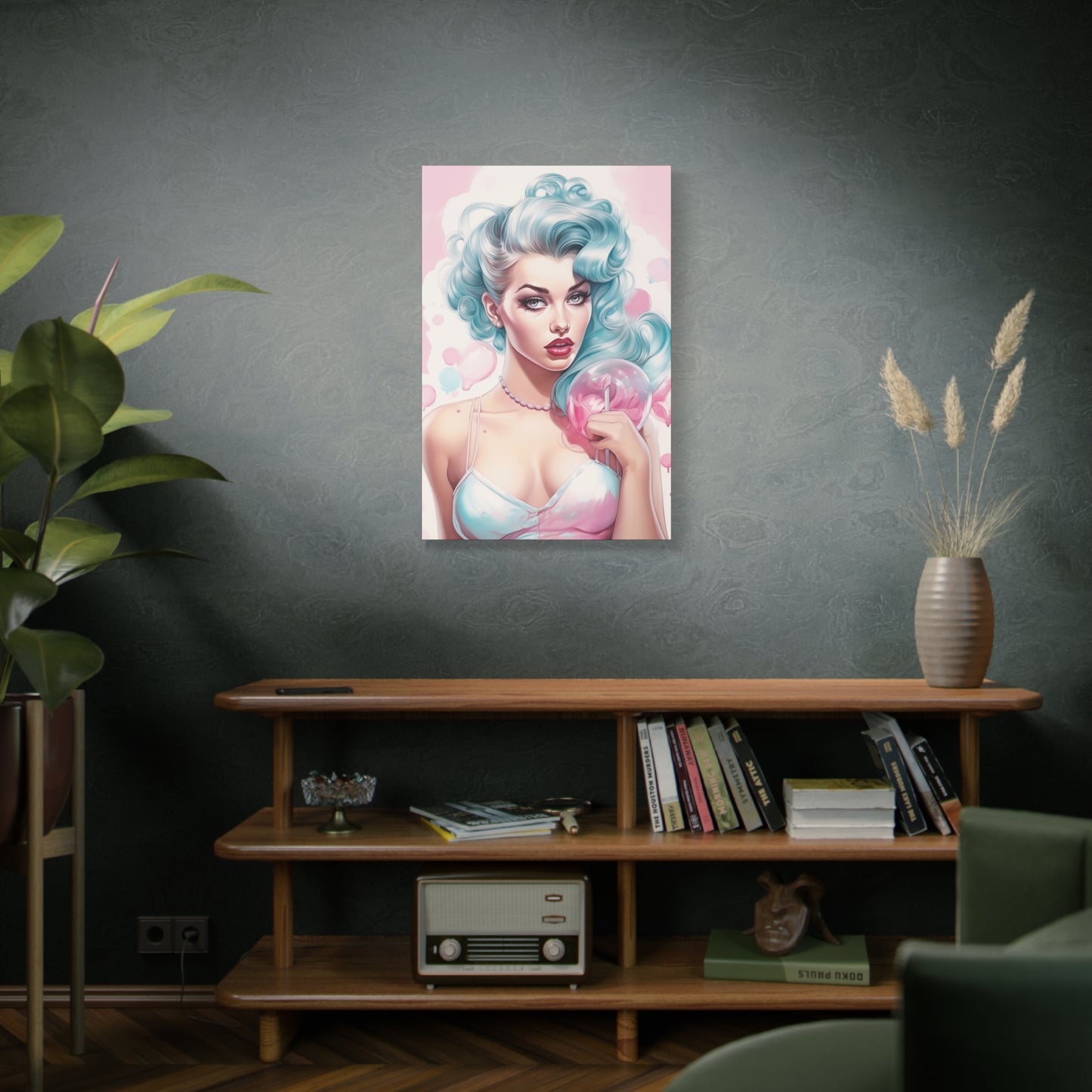Canvas Gallery Wrapped High-Fashion Wall Art, Stylish Decor, Retro Femme Doll Pop Art – Tessa
