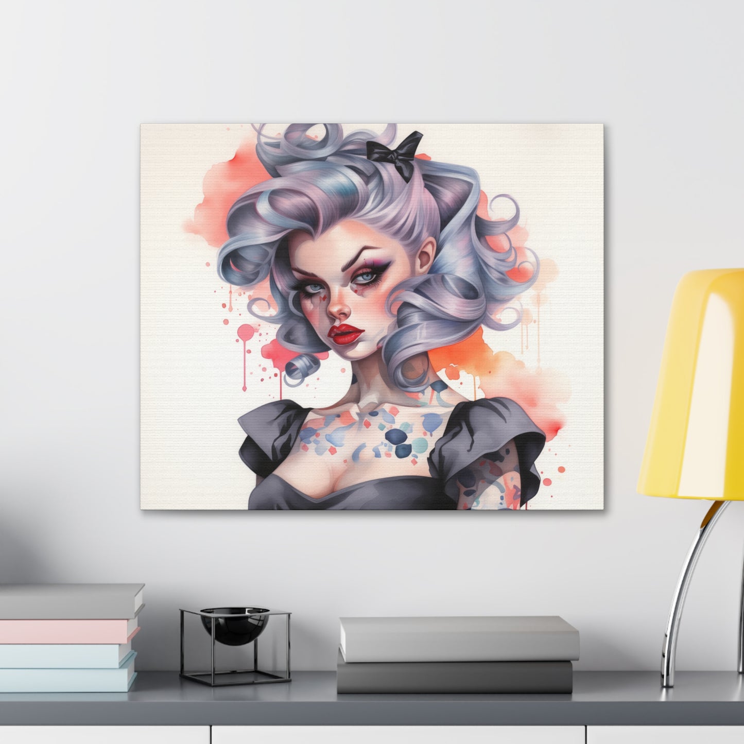 Gallery Wrapped Canvas, Edgy Tattooed Beauty, Urban Pop Art Canvas – Noelle