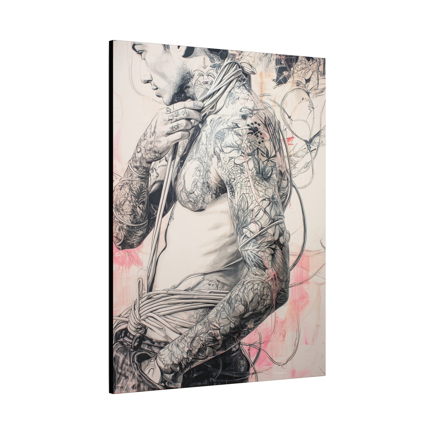 Gallery Wrapped Canvas, Ropes and Reverence Art Canvas, Erotic Shibari Art Canvas – Asher