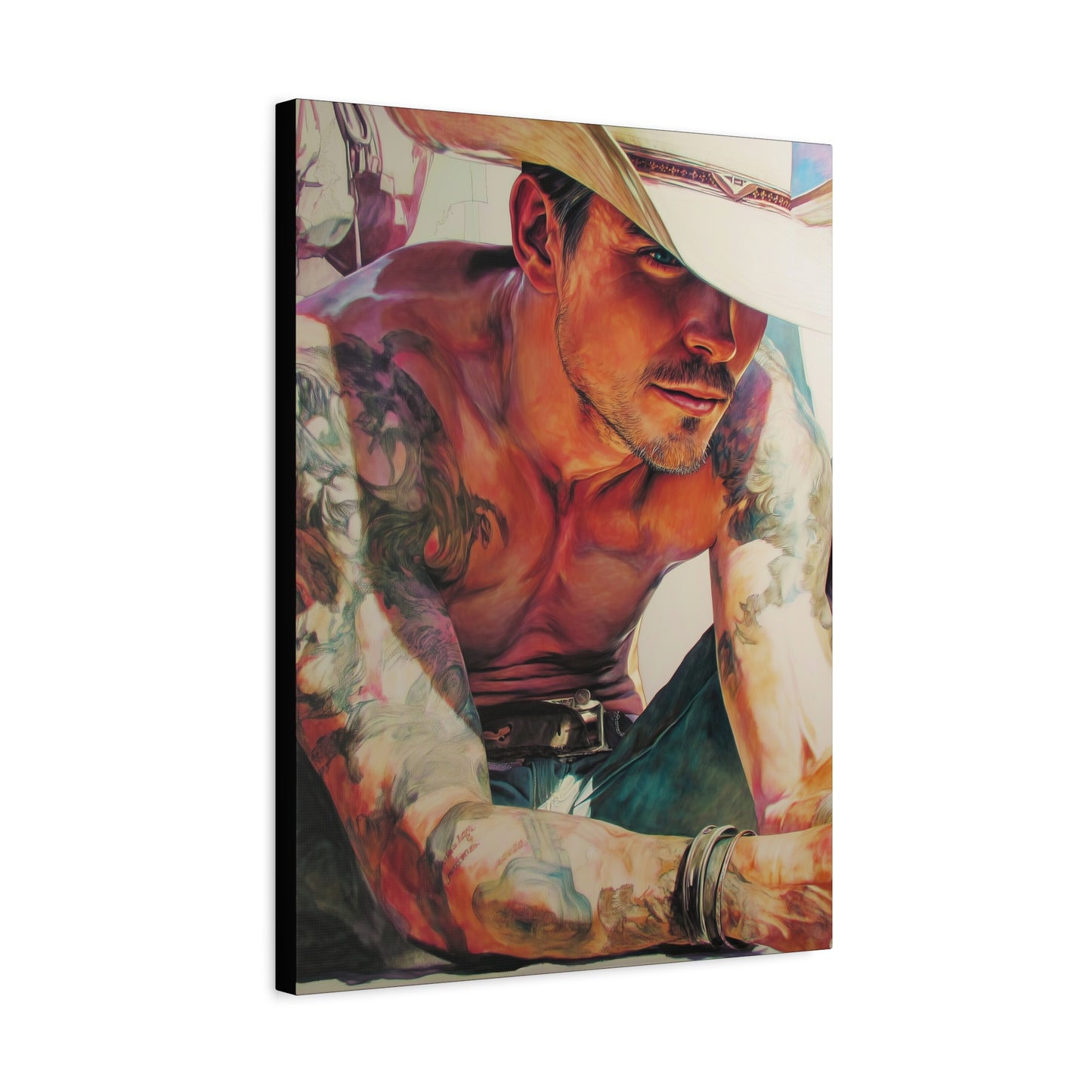 Gallery Wrapped Canvas, Wranglers and Wreckage Art Canvas, Erotic Pinup Art Canvas – Cade