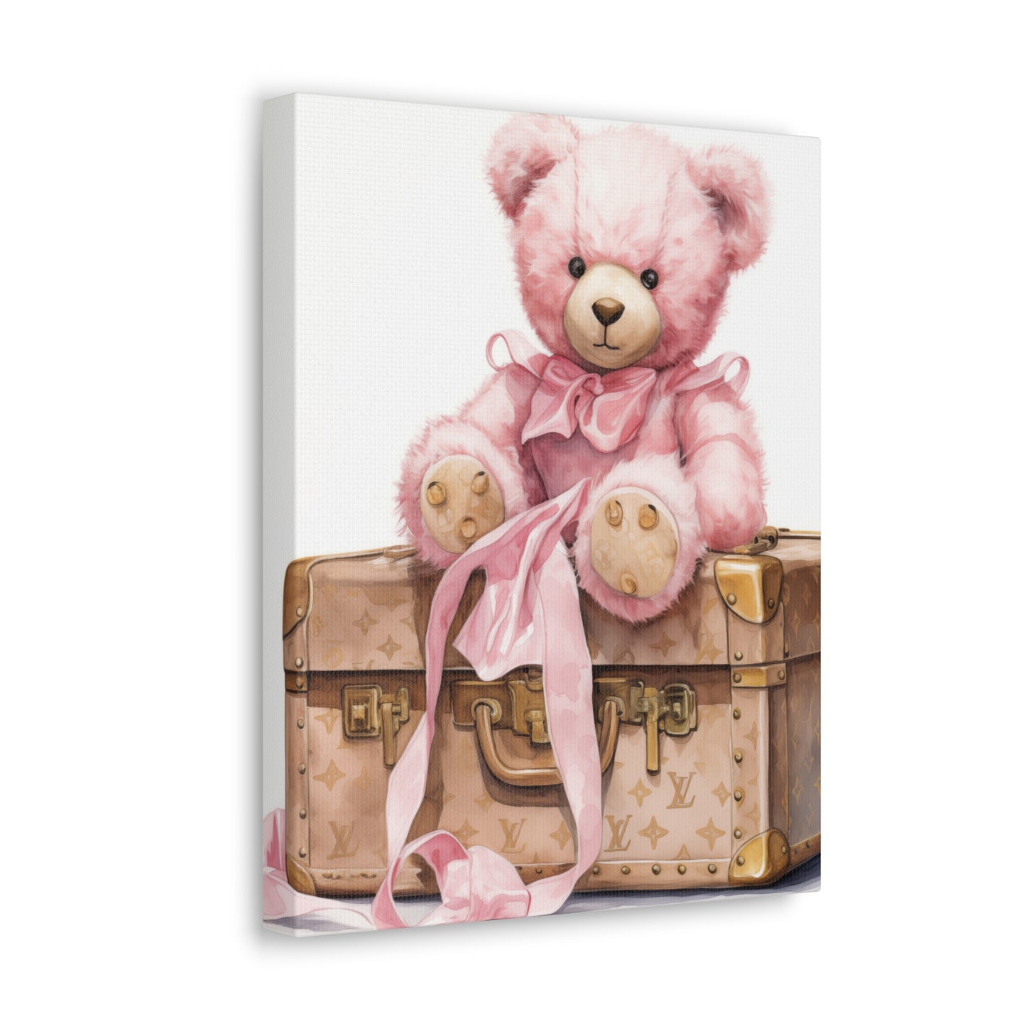 Canvas Gallery Wrap - LV Bear Wall Art - Gold Buttons