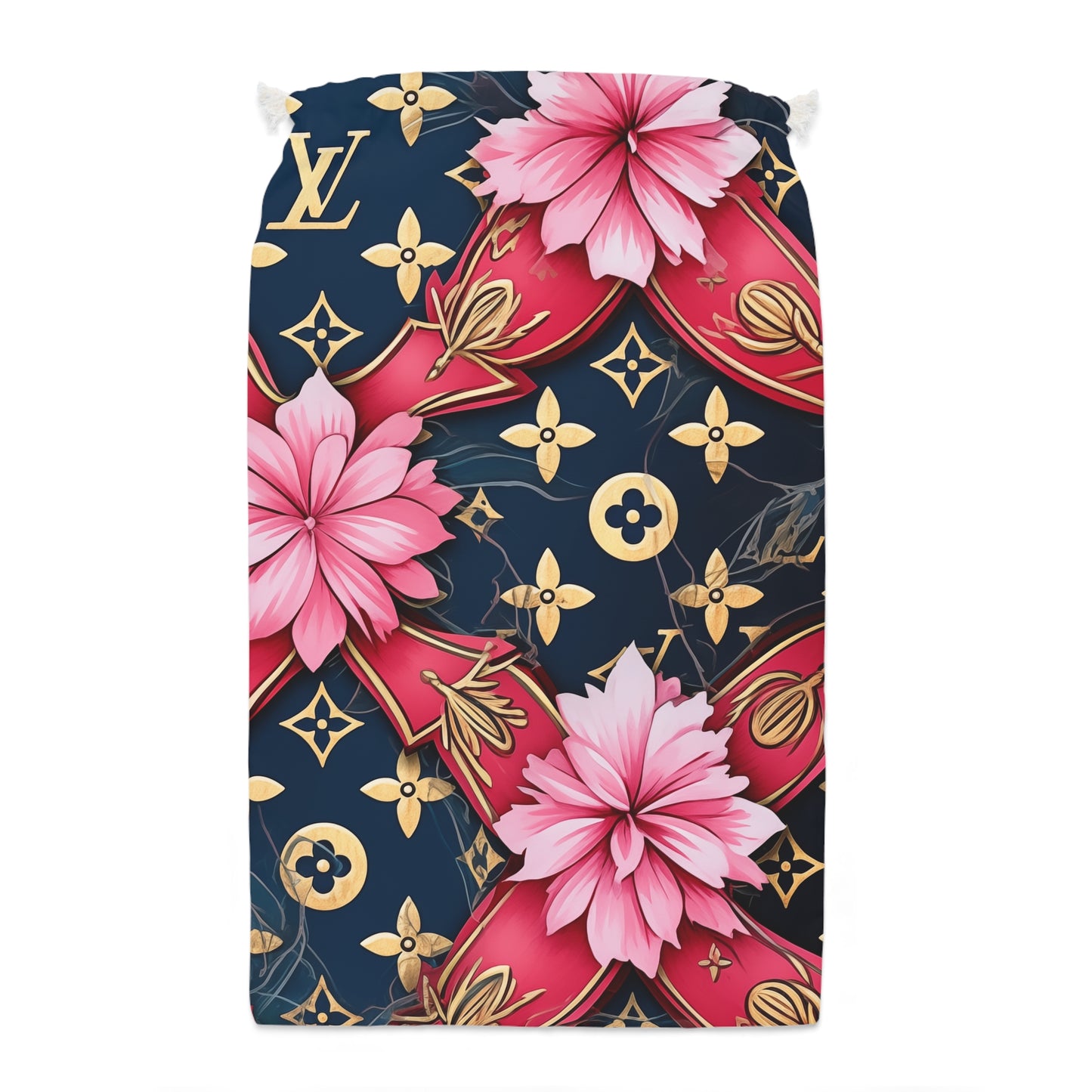 Designer Inspired Gift Sack - LV Navy Pink Blossom