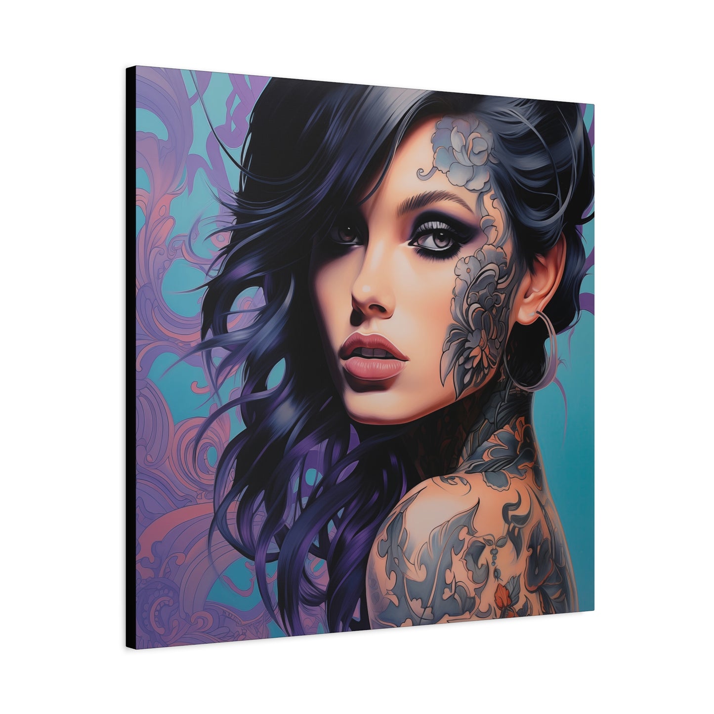 Gallery Wrapped Canvas, Edgy Tattooed Beauty, Urban Pop Art Canvas – Dominique
