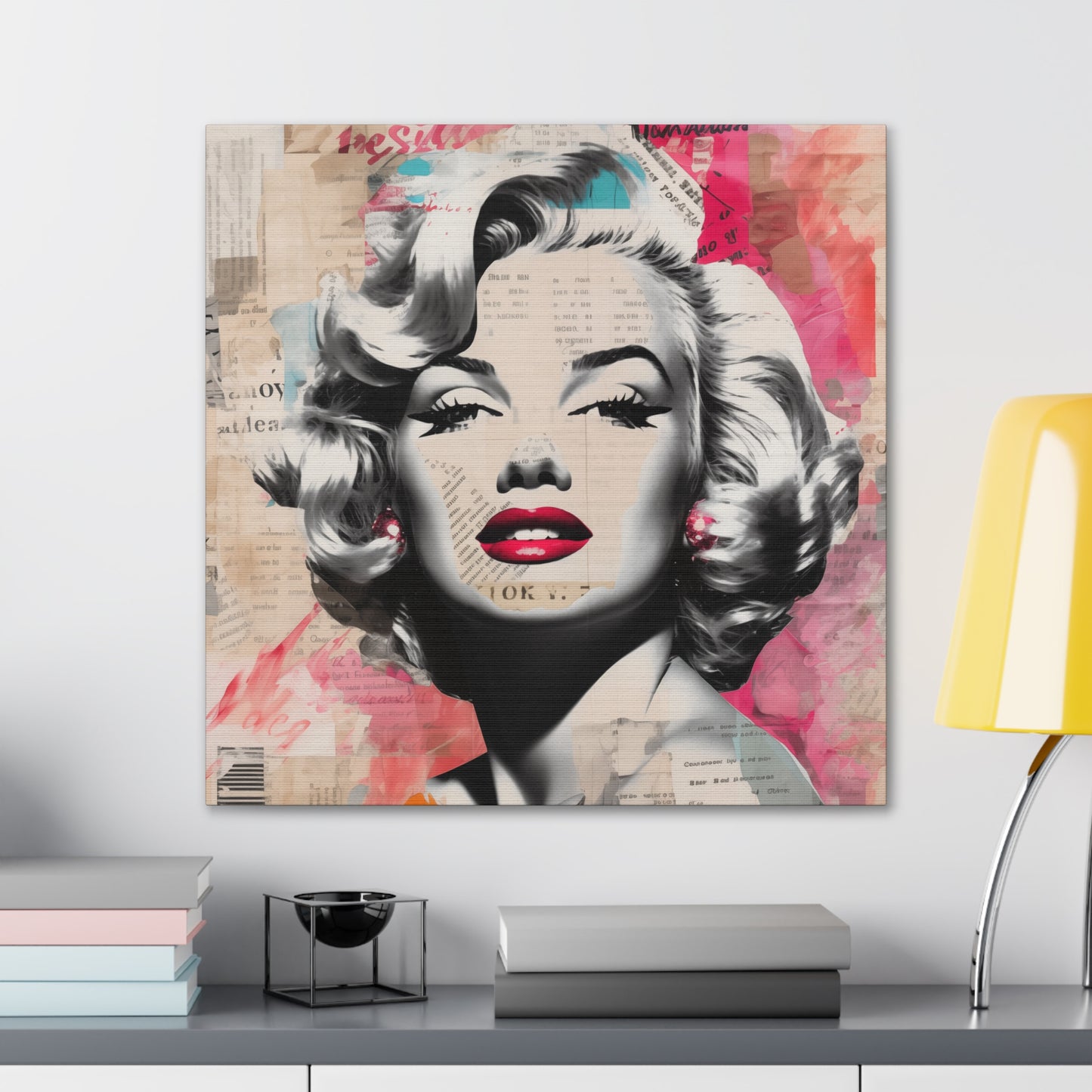 Canvas Wall Art, Gallery Wrapped Pop Art, Celebrity Wall Art – Marilyn Monroe - Newsprint