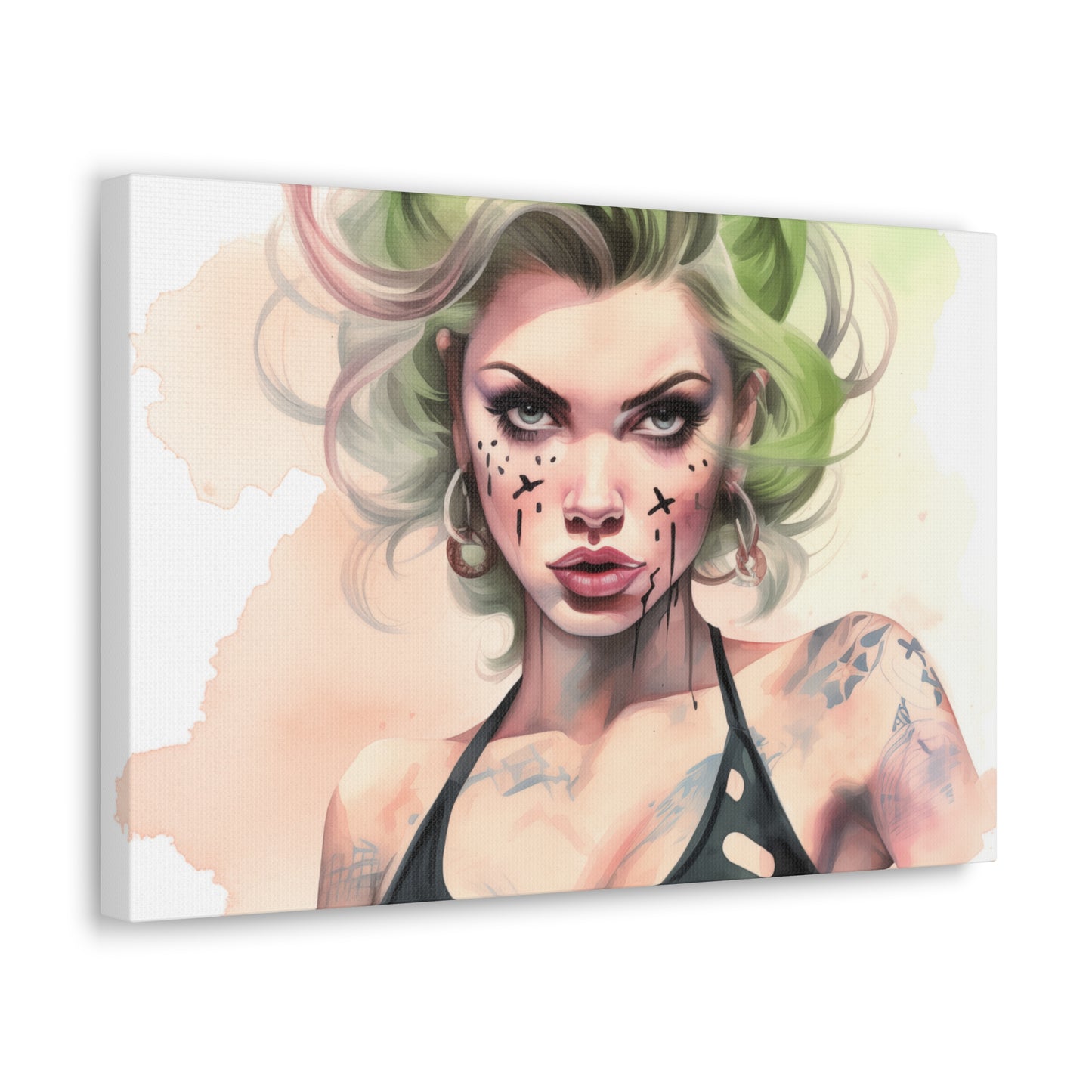 Gallery Wrapped Canvas, Edgy Tattooed Beauty, Urban Pop Art Canvas – Ivy
