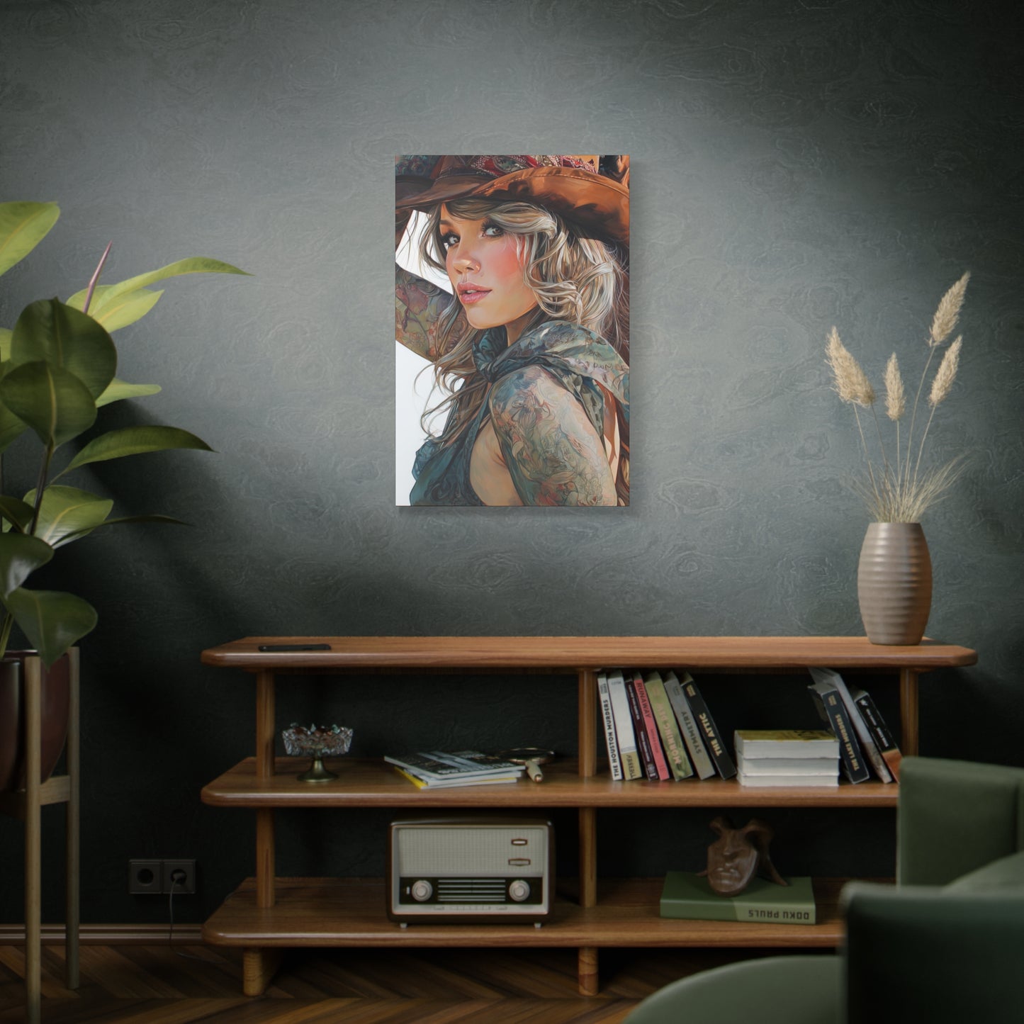 Gallery Wrapped Canvas, Wranglers and Wreckage Art Canvas, Erotic Pinup Art Canvas – Millie