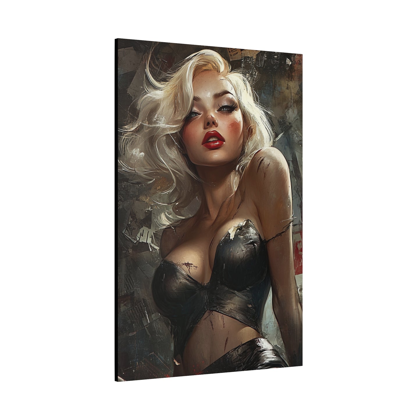 Gallery Wrapped Canvas, Guilt and Grit Adult Art Canvas, Erotic Pinup Art Canvas – Noelle