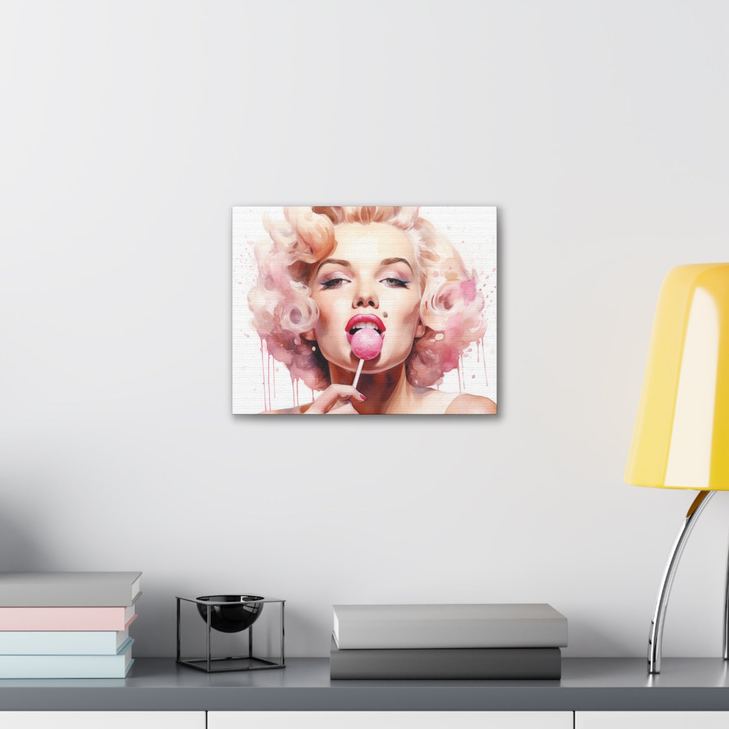 Canvas Wall Art, Gallery Wrapped Pop Art, Celebrity Wall Art – Marilyn Monroe - Lollipop