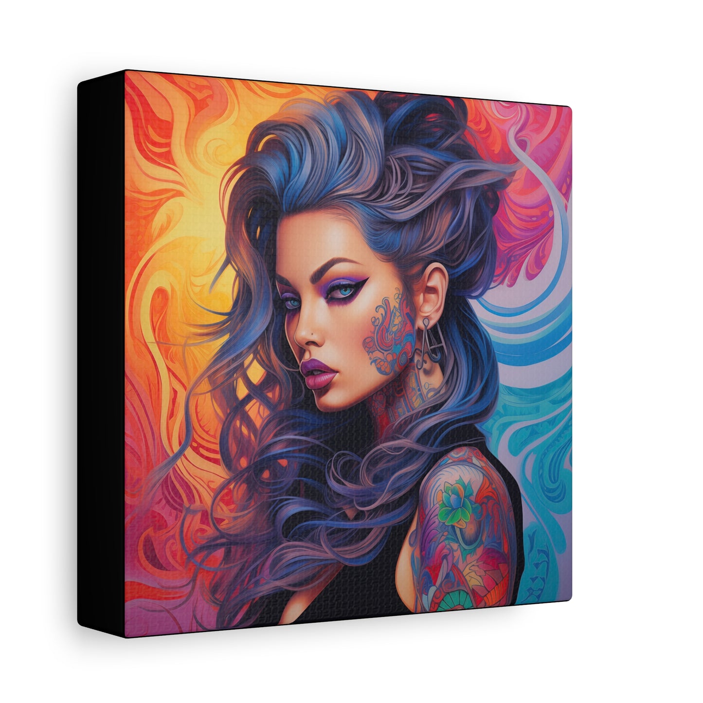 Gallery Wrapped Canvas, Edgy Tattooed Beauty, Urban Pop Art Canvas – Faye