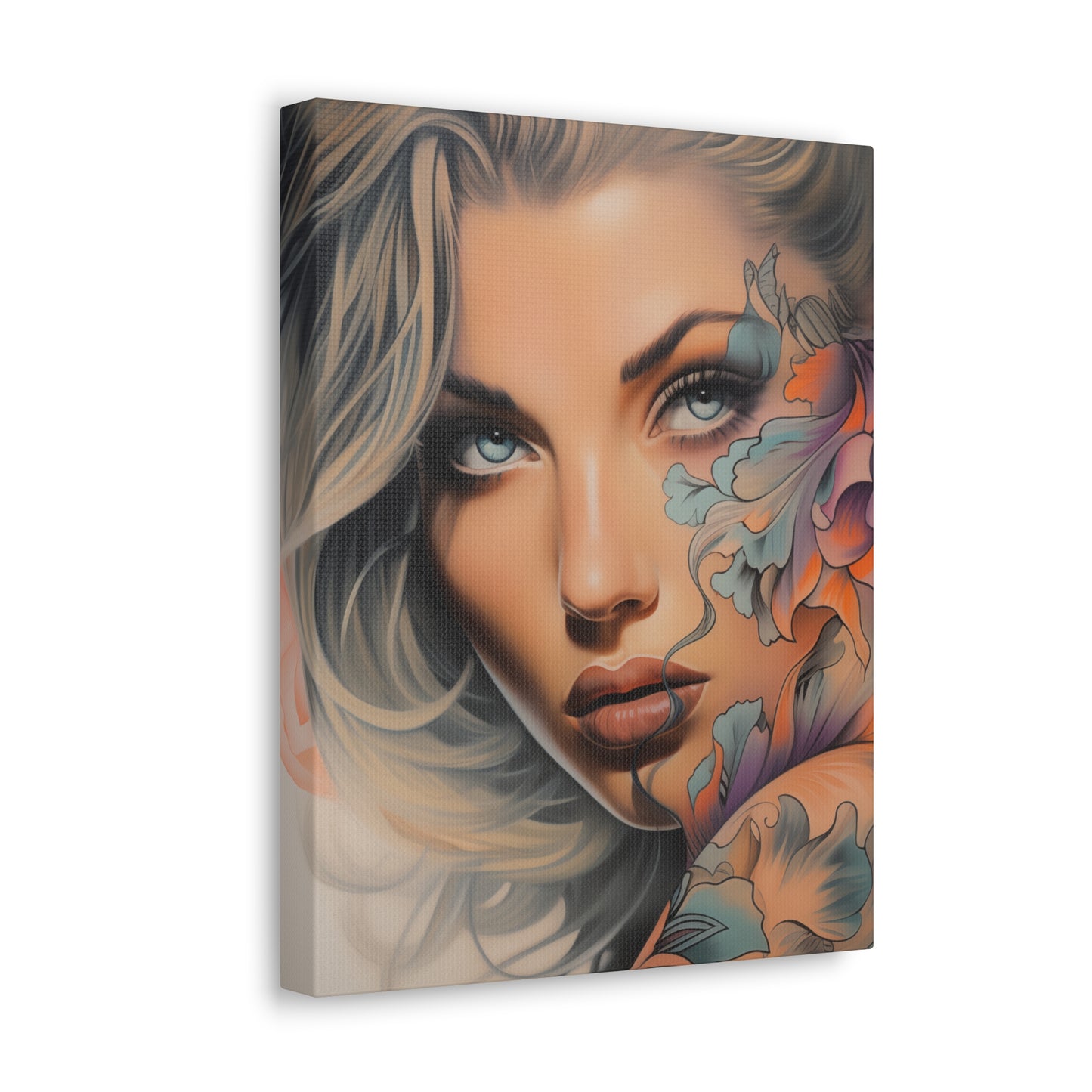 Gallery Wrapped Canvas, Edgy Tattooed Beauty, Urban Pop Art Canvas – Bella