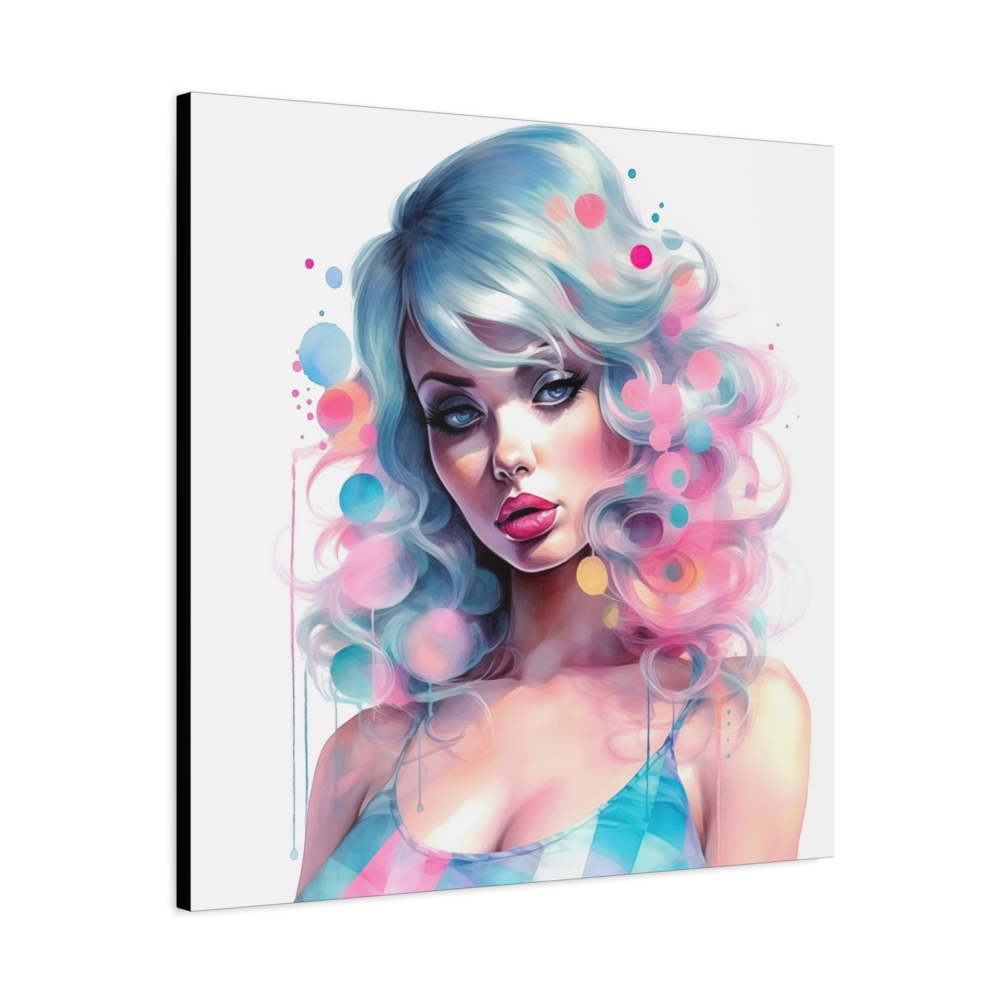 Canvas Gallery Wrapped High-Fashion Wall Art, Stylish Decor, Retro Femme Doll Pop Art – Sylvie