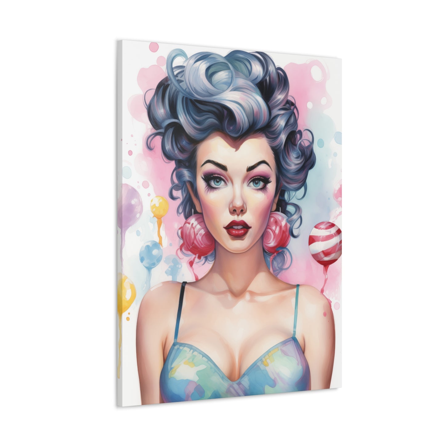 Canvas Gallery Wrapped High-Fashion Wall Art, Stylish Decor, Retro Femme Doll Pop Art – Poppy