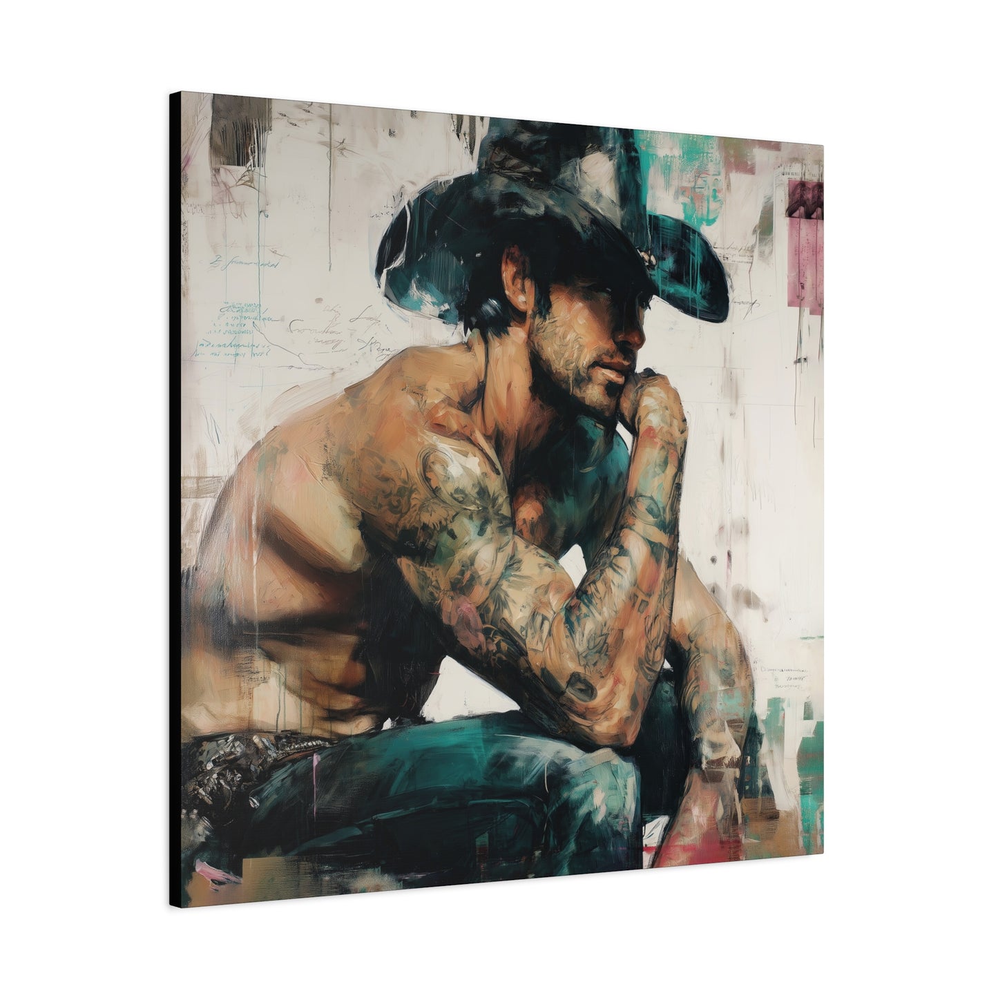 Gallery Wrapped Canvas, Wranglers and Wreckage Art Canvas, Erotic Pinup Art Canvas – Jimmy