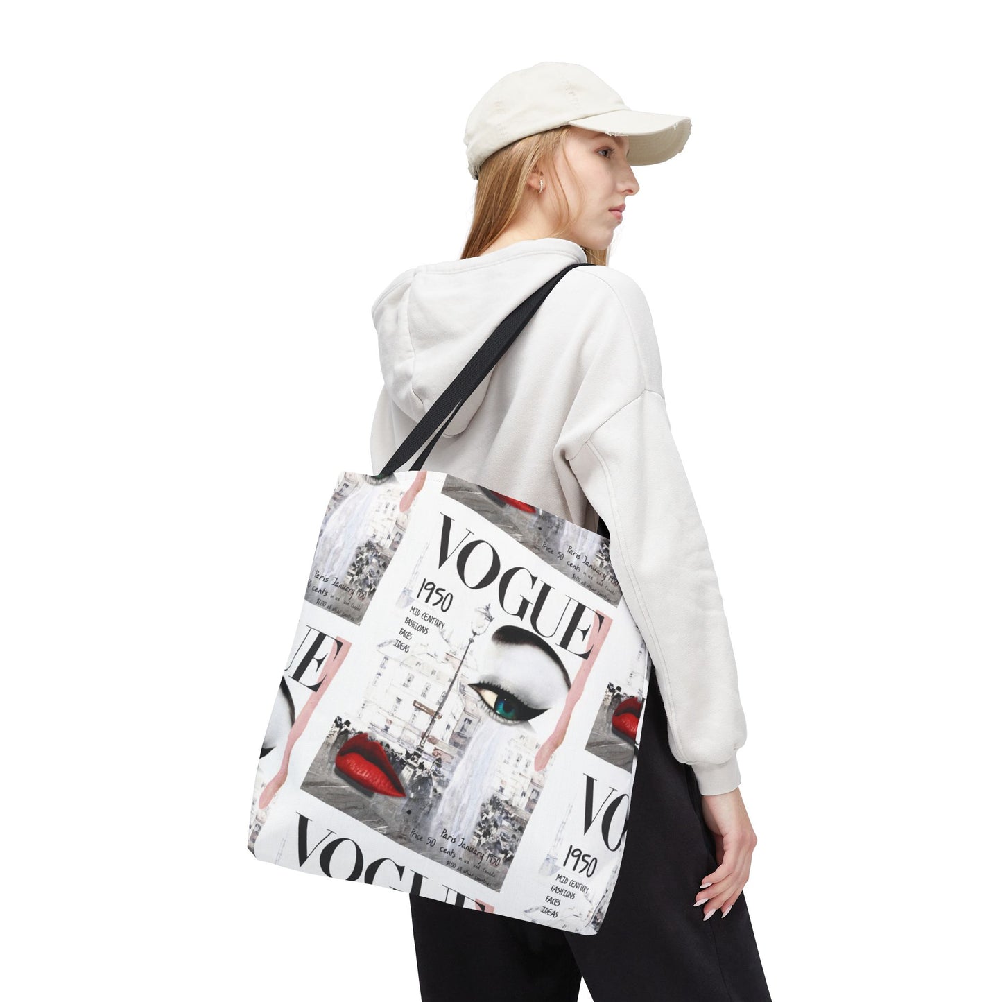 1950 Fashion Face Tote Bag, Utility Tote - VOGUE Tote - Fashion Tote