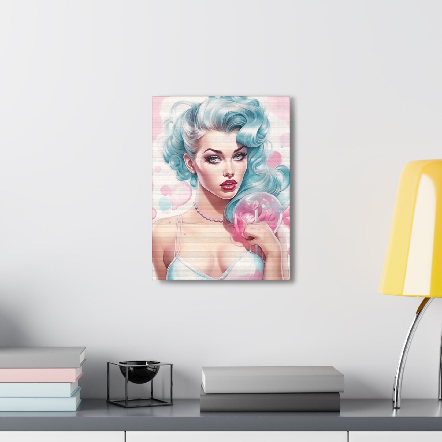 Canvas Gallery Wrapped High-Fashion Wall Art, Stylish Decor, Retro Femme Doll Pop Art – Tessa