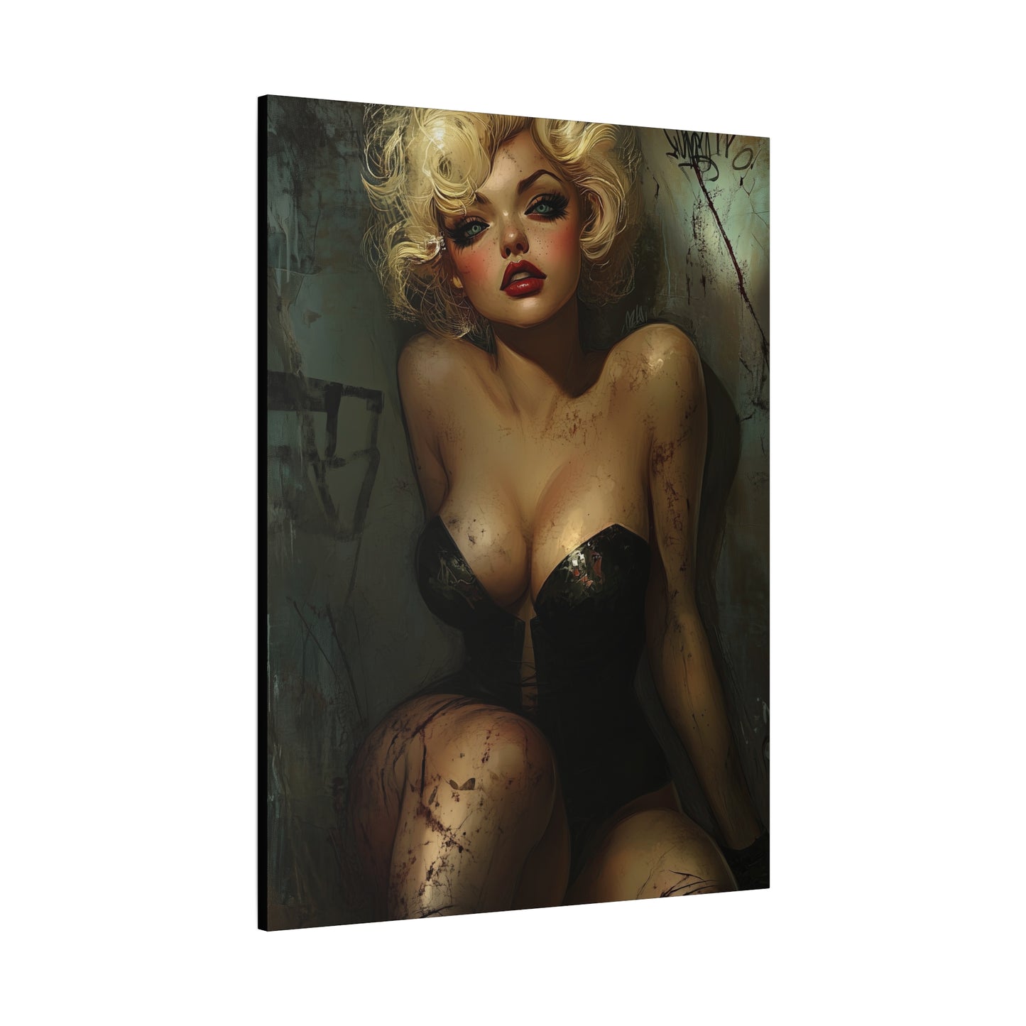 Gallery Wrapped Canvas, Guilt and Grit Adult Art Canvas, Erotic Pinup Art Canvas – Naomi