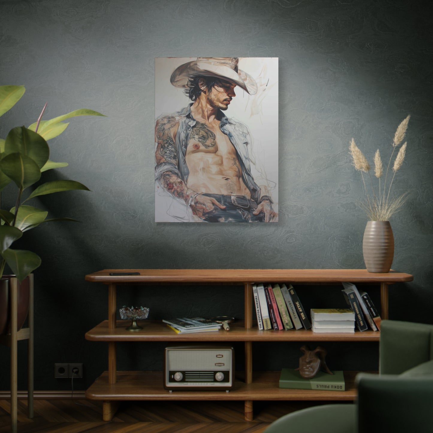 Gallery Wrapped Canvas, Wranglers and Wreckage Art Canvas, Erotic Pinup Art Canvas – Sawyer
