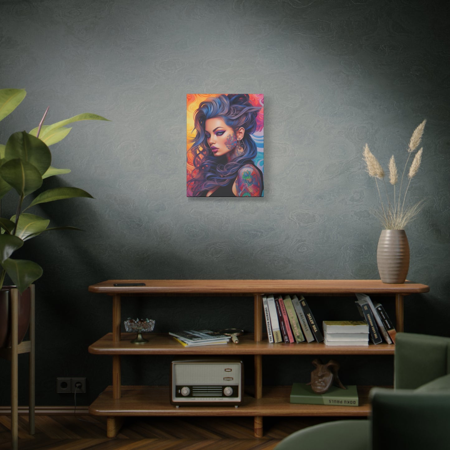 Gallery Wrapped Canvas, Edgy Tattooed Beauty, Urban Pop Art Canvas – Faye