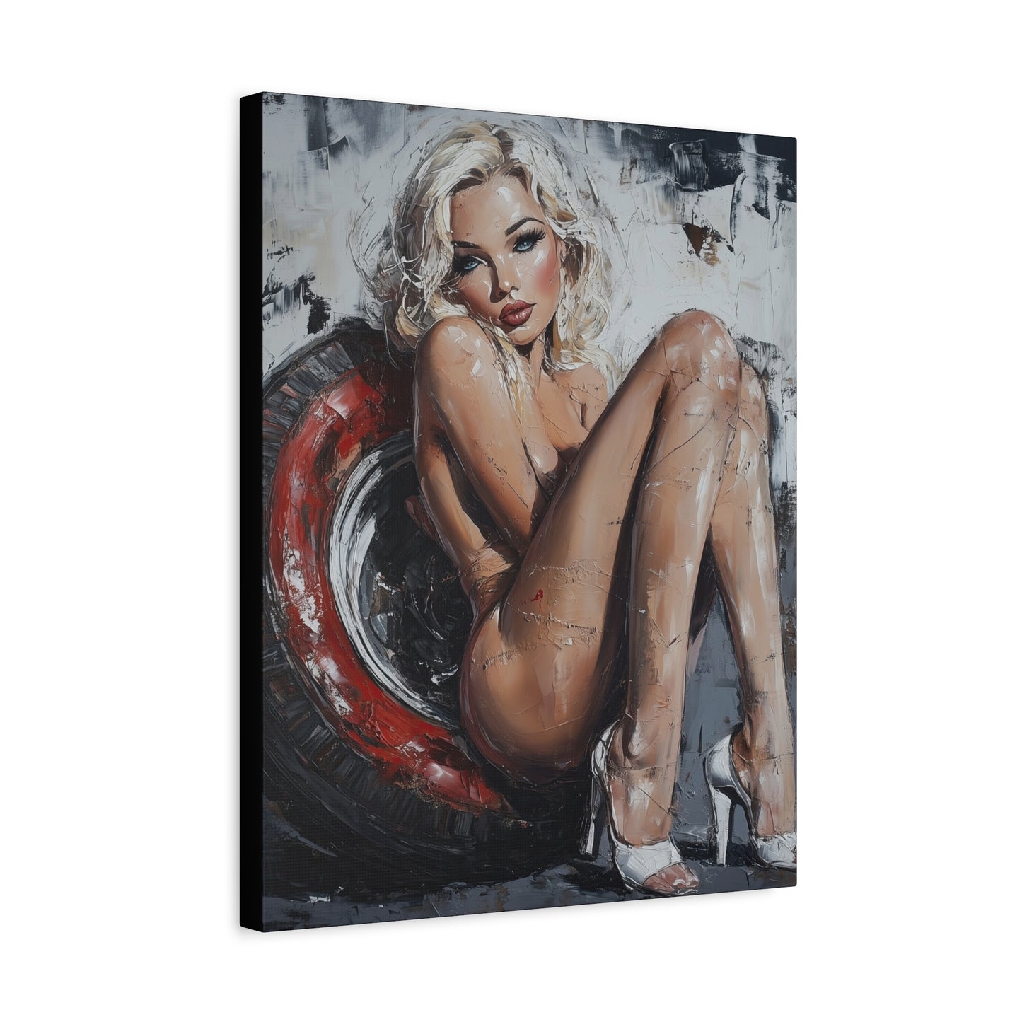 Gallery Wrapped Canvas, Guilt and Grit Adult Art Canvas, Erotic Pinup Art Canvas – Elara