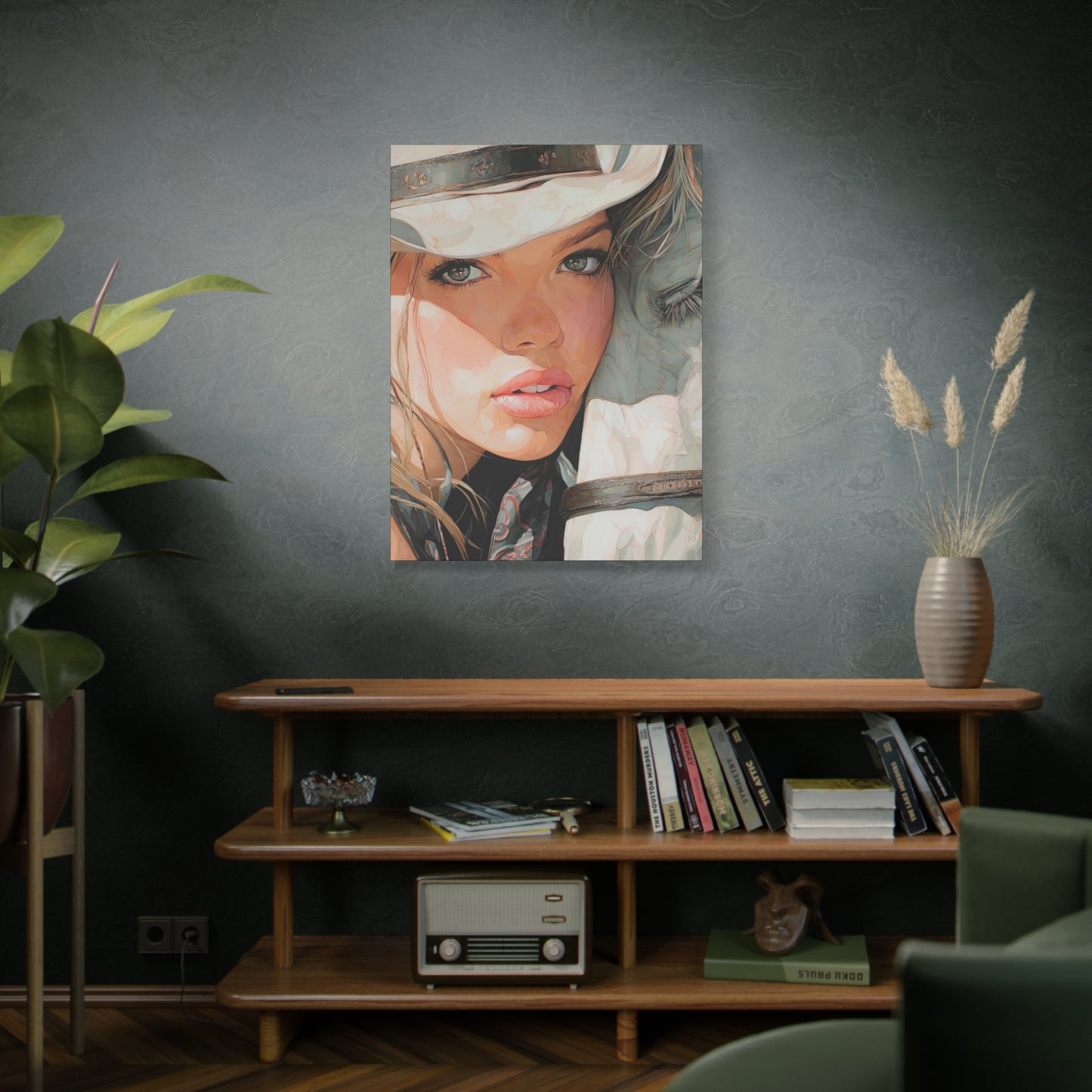 Gallery Wrapped Canvas, Wranglers and Wreckage Art Canvas, Erotic Pinup Art Canvas – Jolene