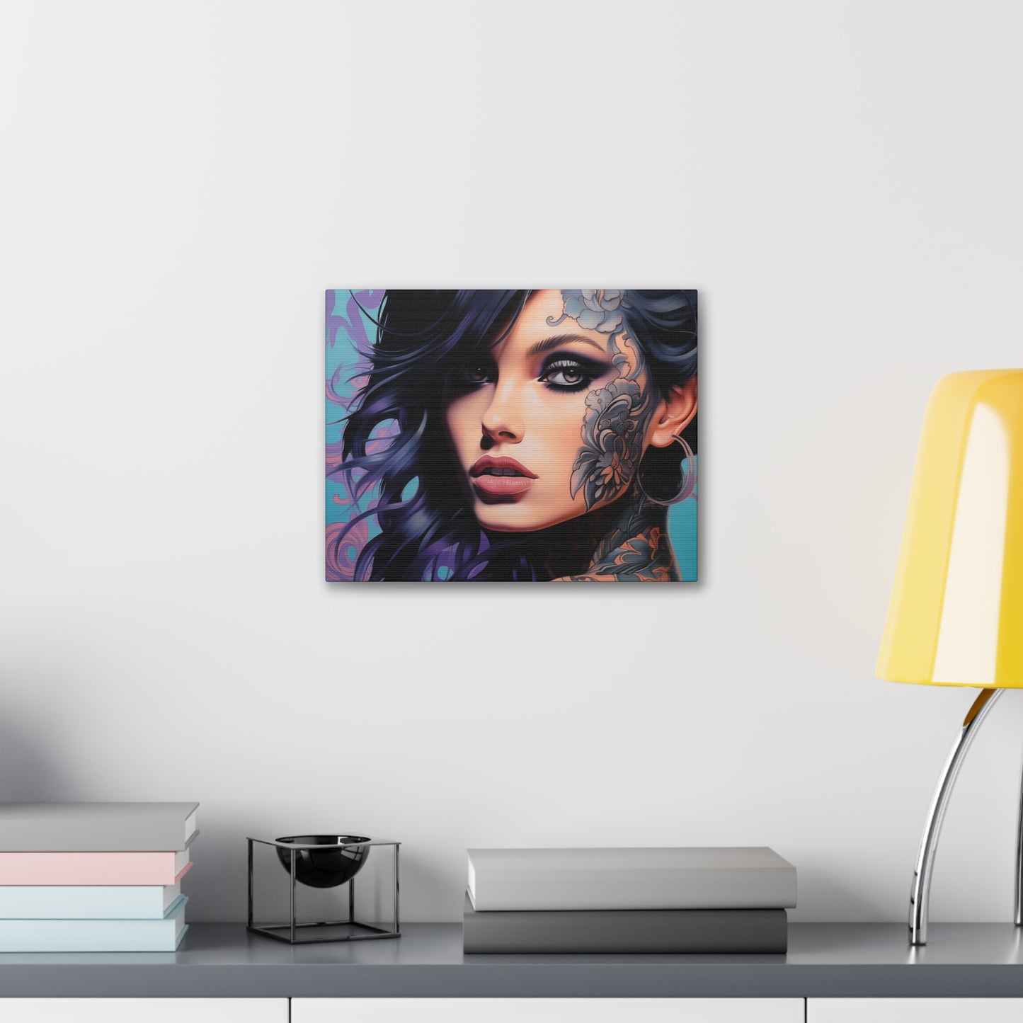Gallery Wrapped Canvas, Edgy Tattooed Beauty, Urban Pop Art Canvas – Dominique