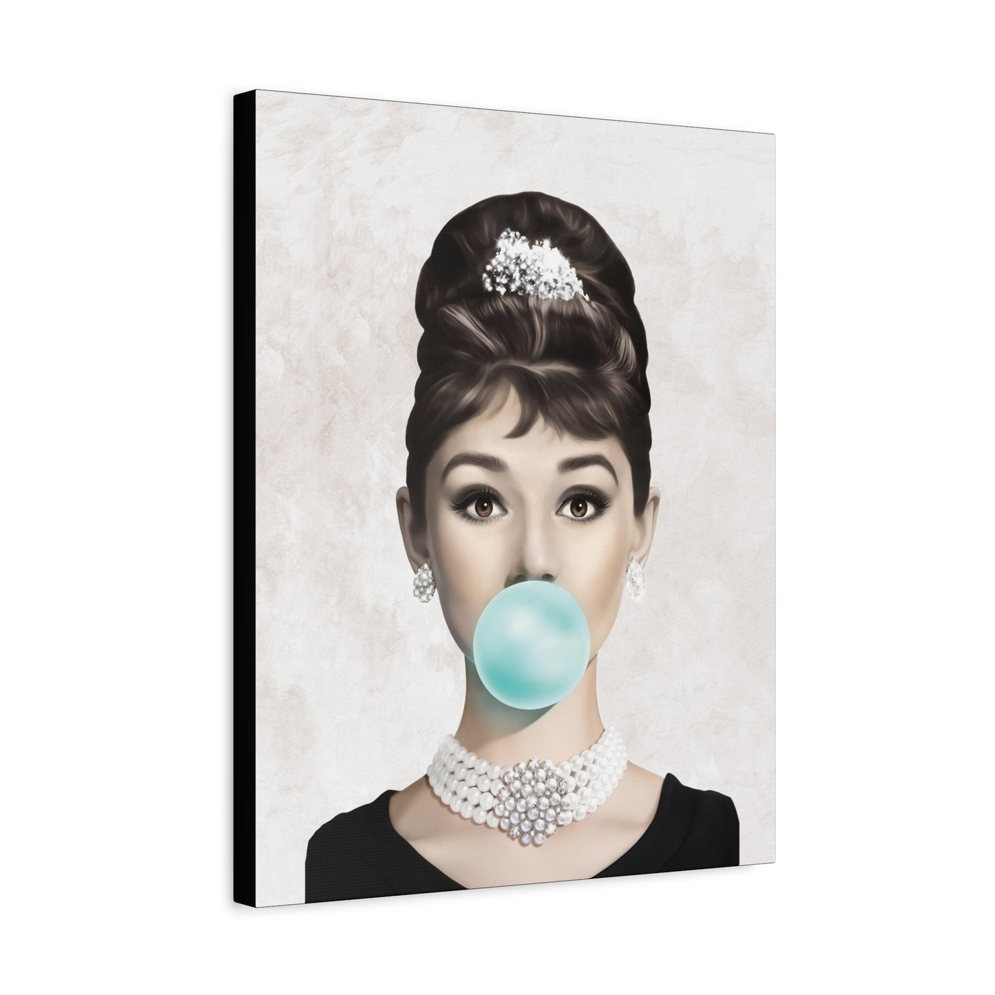 Gallery Wrapped Canvas, Audrey Hepburn Art Canvas, Celebrity Diva Art Canvas – Audrey Hepburn Bubblegum