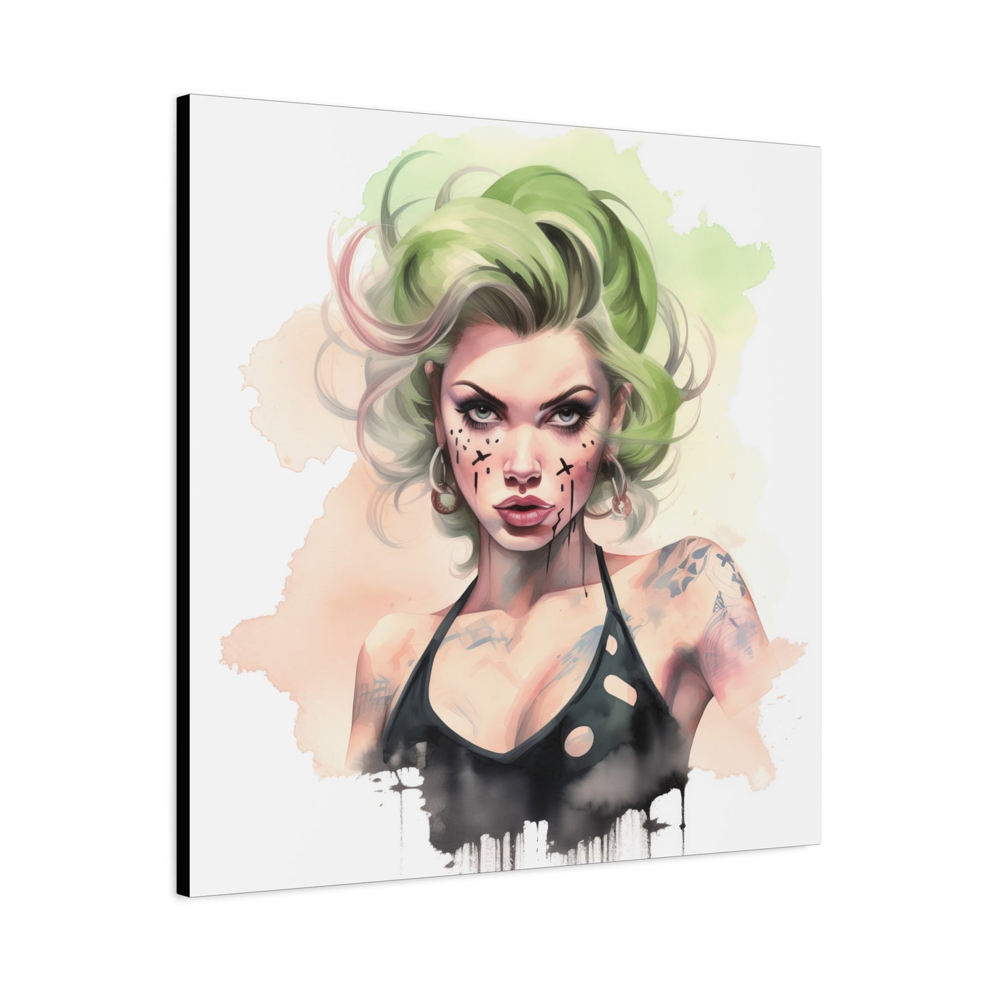 Gallery Wrapped Canvas, Edgy Tattooed Beauty, Urban Pop Art Canvas – Ivy