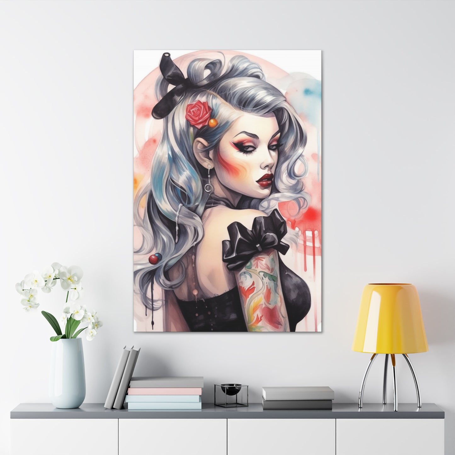 Gallery Wrapped Canvas, Edgy Tattooed Beauty, Urban Pop Art Canvas – Sabella