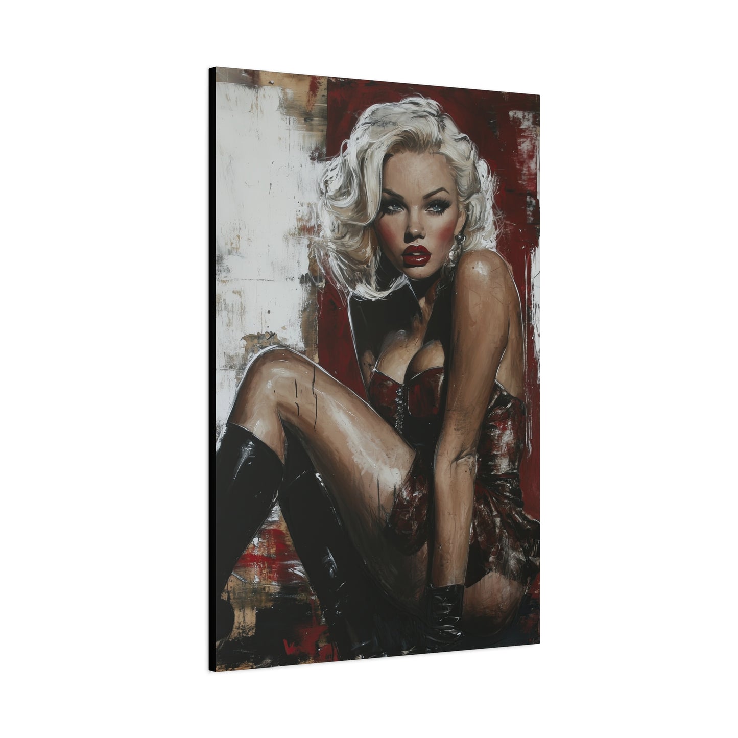 Gallery Wrapped Canvas, Guilt and Grit Adult Art Canvas, Erotic Pinup Art Canvas – Valentina