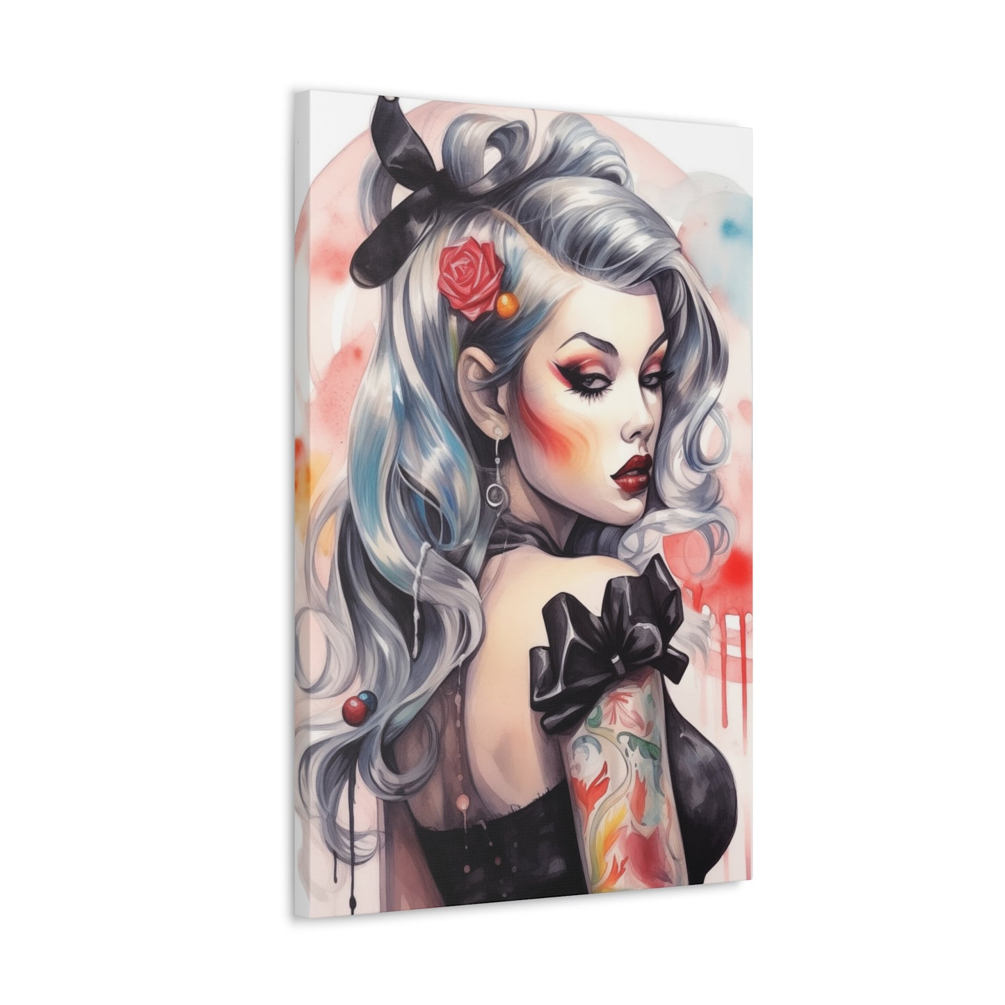 Gallery Wrapped Canvas, Edgy Tattooed Beauty, Urban Pop Art Canvas – Sabella