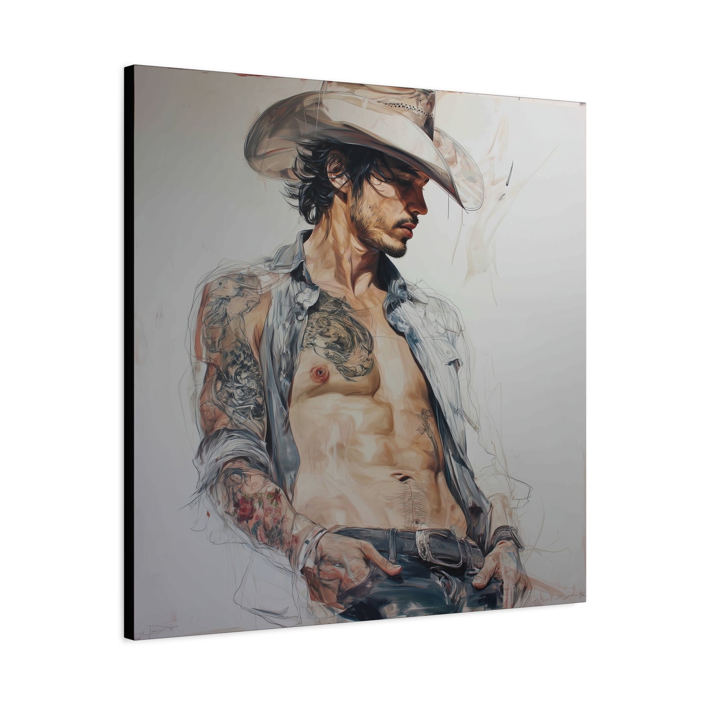 Gallery Wrapped Canvas, Wranglers and Wreckage Art Canvas, Erotic Pinup Art Canvas – Sawyer