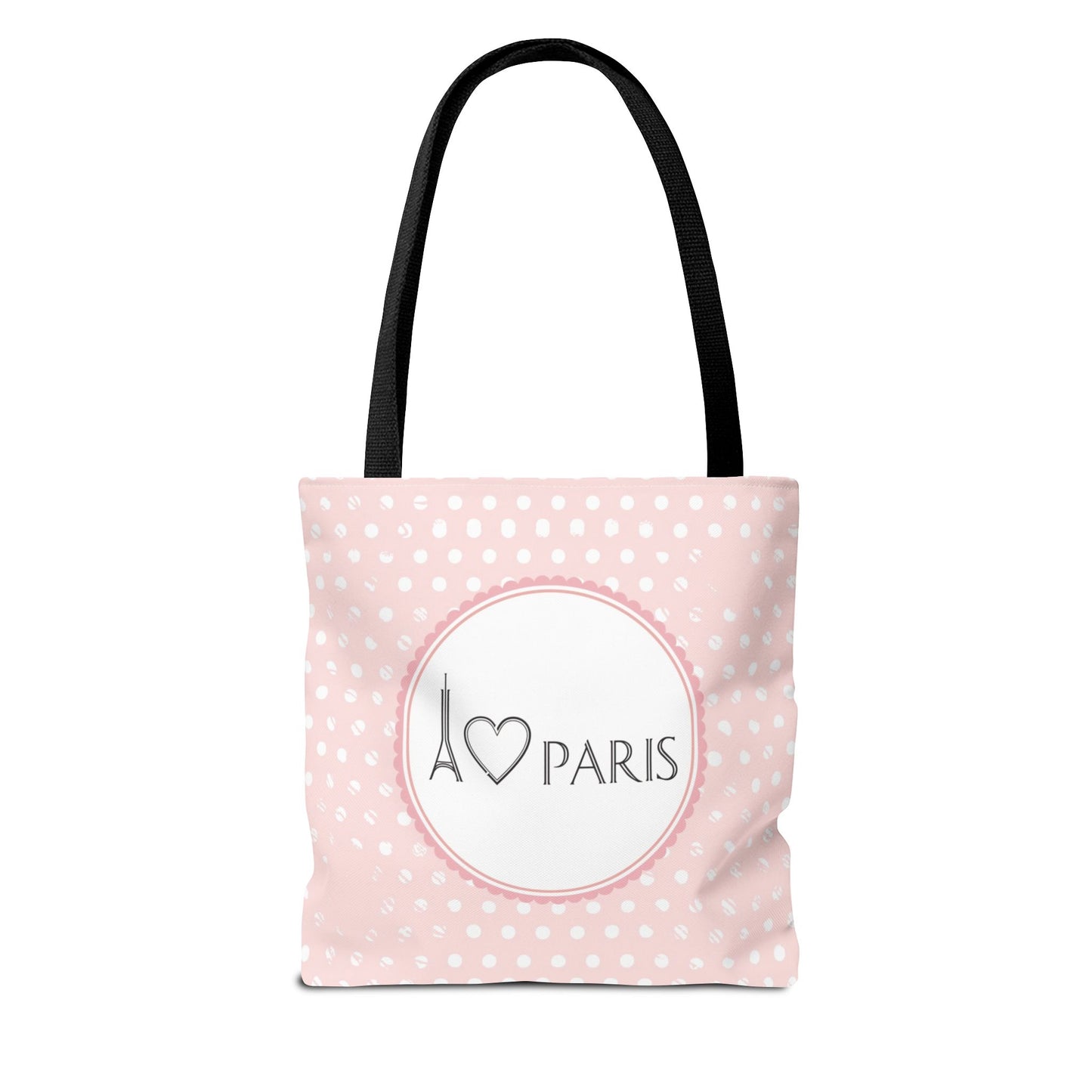 I heart Paris Tote Bag, Utility Tote - Eiffel Tower Tote - Fashion Tote - Pink Dot