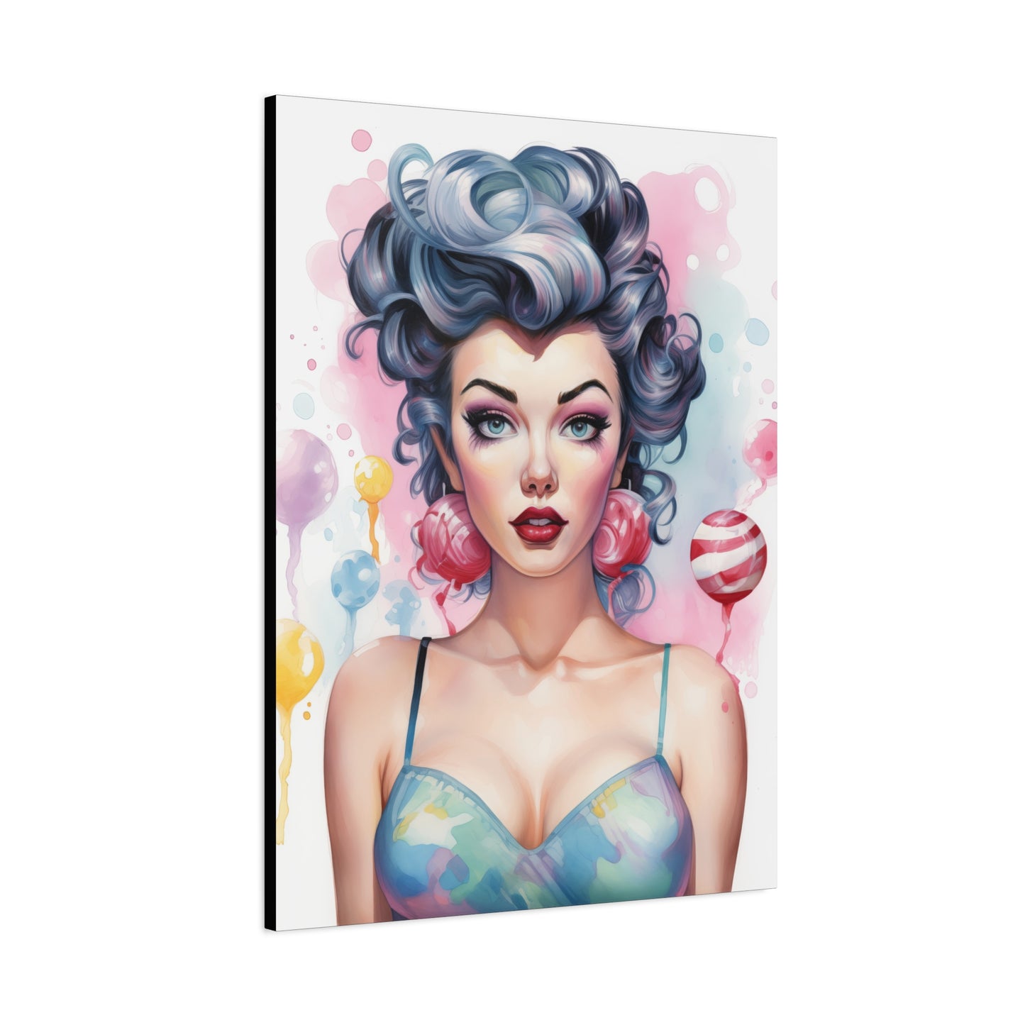 Canvas Gallery Wrapped High-Fashion Wall Art, Stylish Decor, Retro Femme Doll Pop Art – Poppy