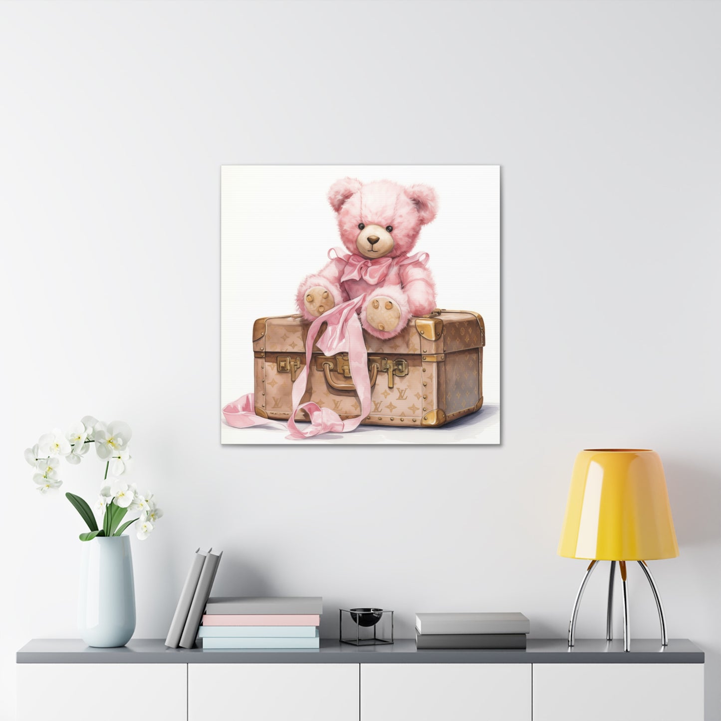 Canvas Gallery Wrap - LV Bear Wall Art - Gold Buttons