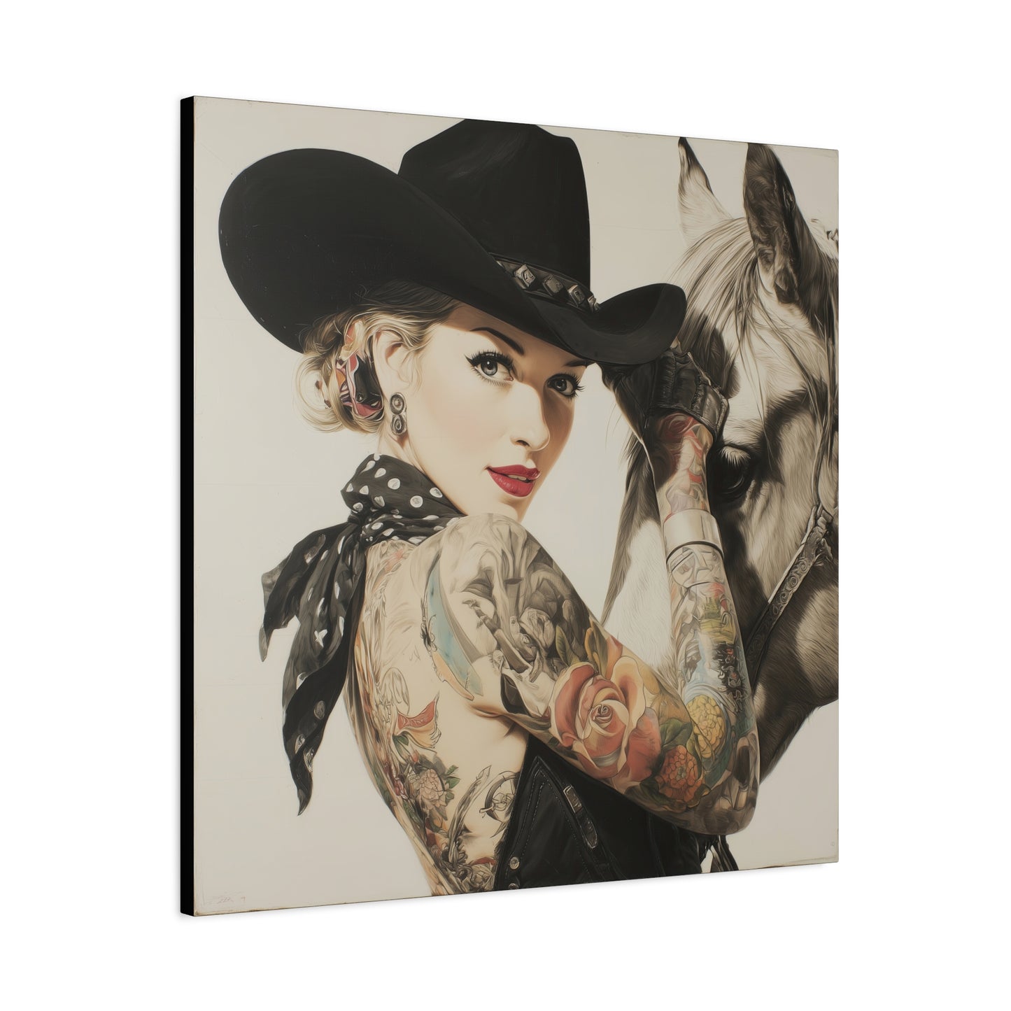Gallery Wrapped Canvas, Wranglers and Wreckage Art Canvas, Erotic Pinup Art Canvas – Dottie