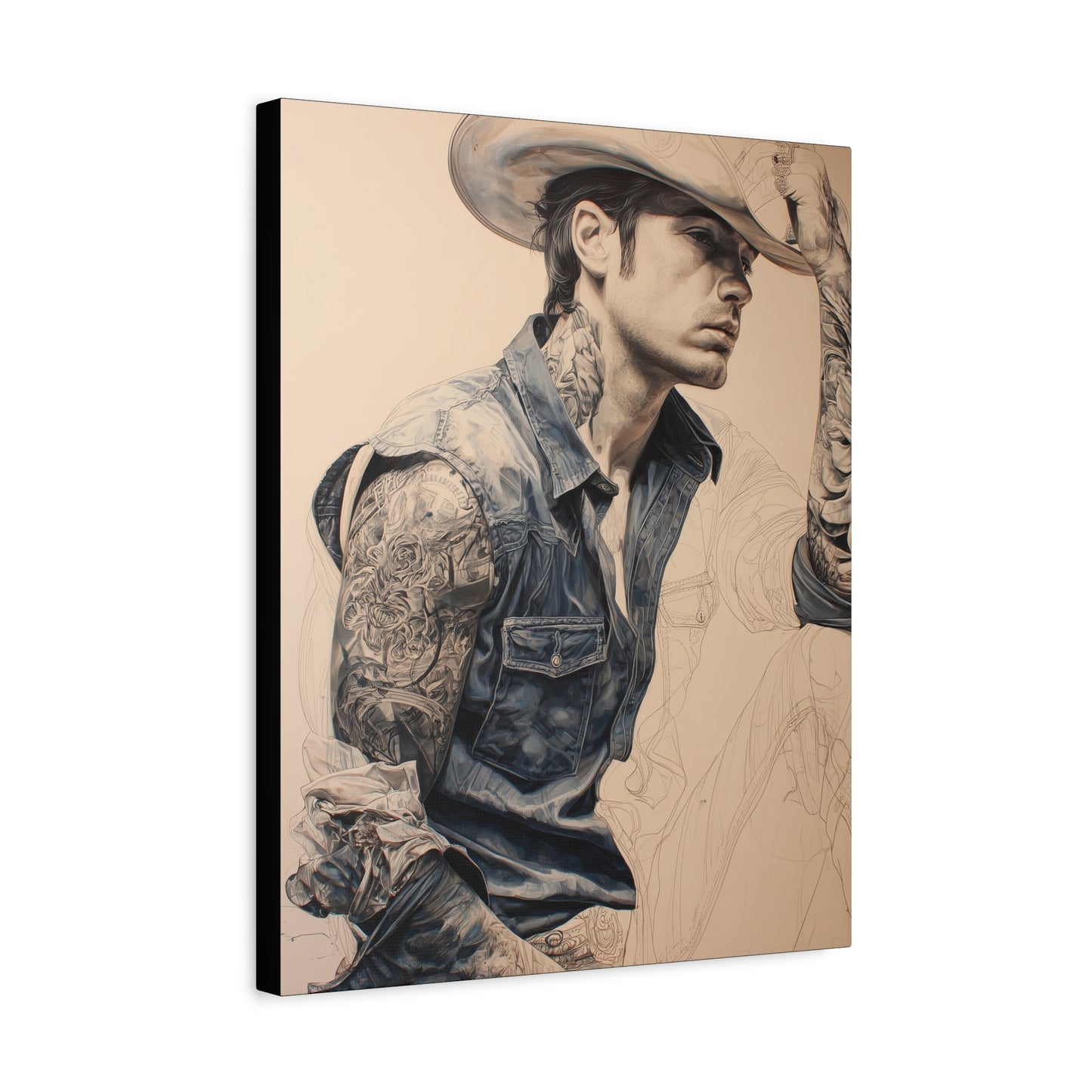 Gallery Wrapped Canvas, Wranglers and Wreckage Art Canvas, Erotic Pinup Art Canvas – Clay