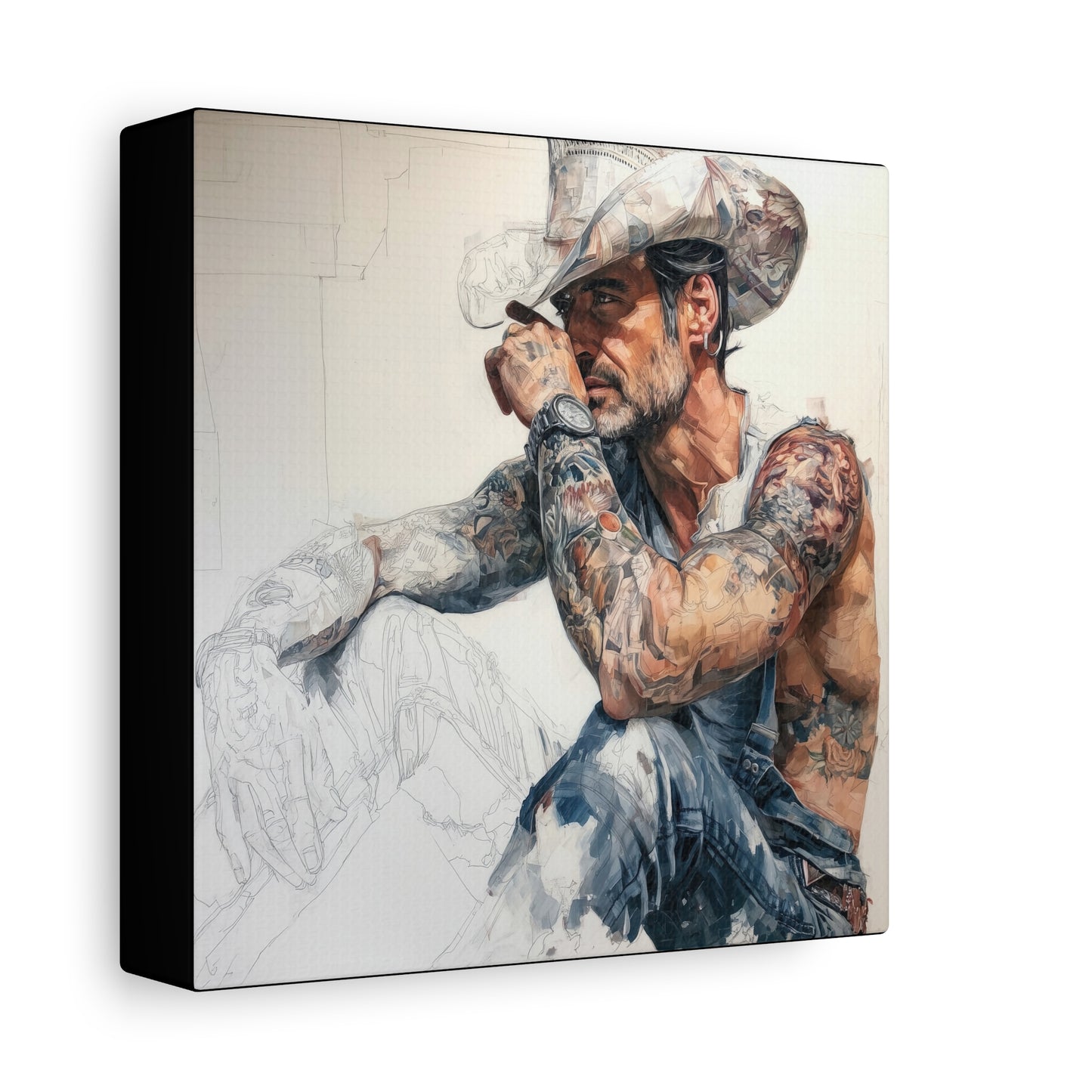 Gallery Wrapped Canvas, Wranglers and Wreckage Art Canvas, Erotic Pinup Art Canvas – Jace