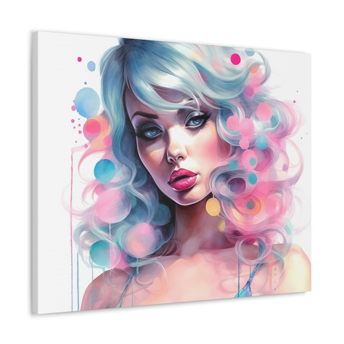 Canvas Gallery Wrapped High-Fashion Wall Art, Stylish Decor, Retro Femme Doll Pop Art – Sylvie