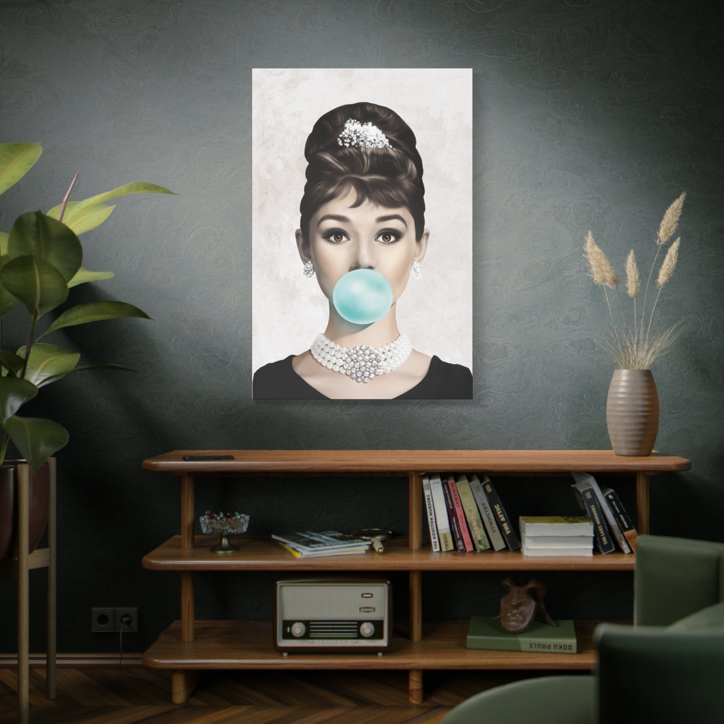 Gallery Wrapped Canvas, Audrey Hepburn Art Canvas, Celebrity Diva Art Canvas – Audrey Hepburn Bubblegum