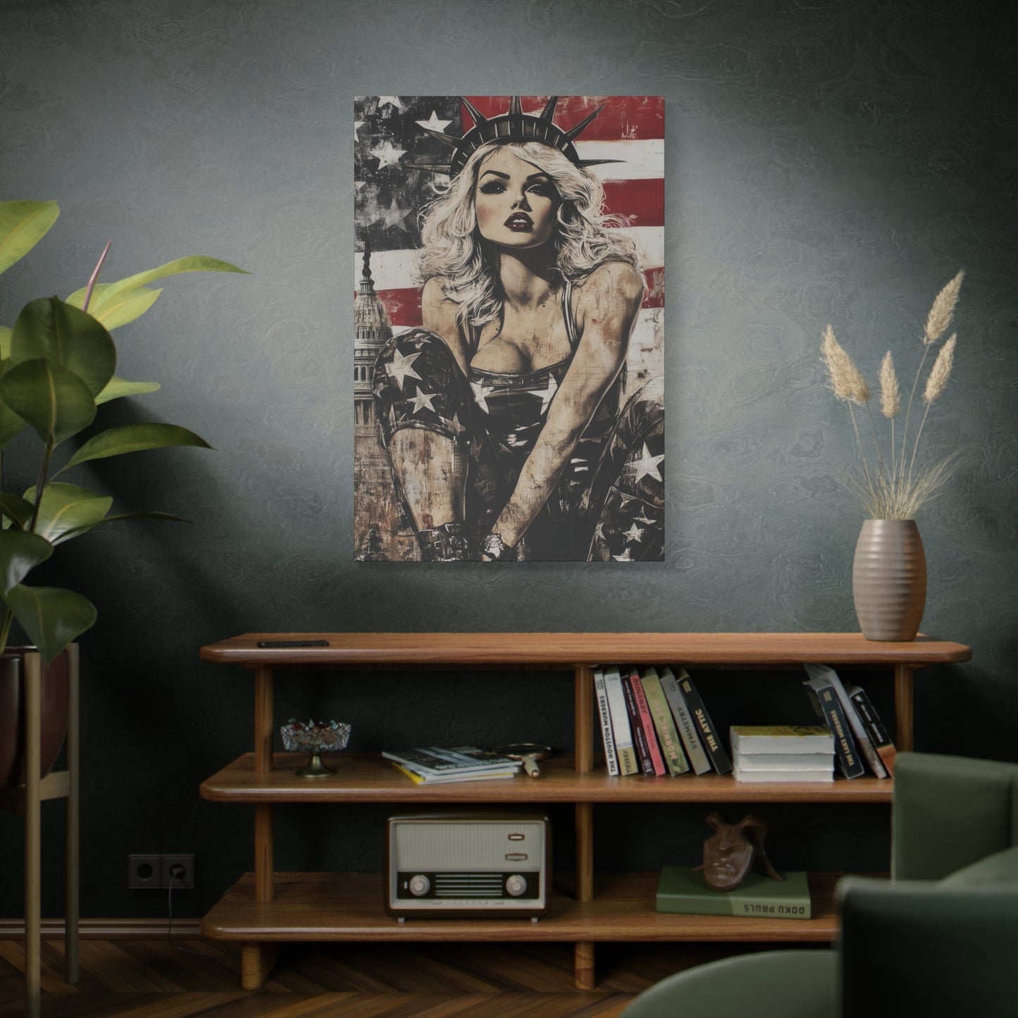 Gallery Wrapped Canvas, American Nonsense Art Canvas, Political Pinup Art Canvas – Kimberly